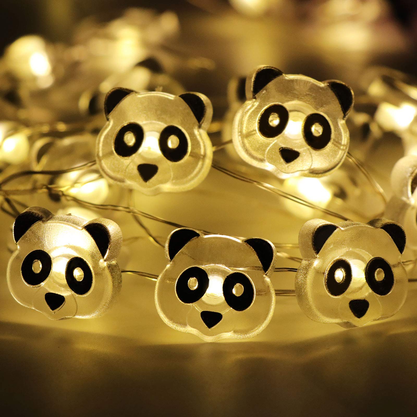 Supergift Panda LED String Lights 10ft 30 LEDs Party Lights Battery Operated Copper Wire Night Light Outdoor String Light Waterproof Indoor Bedroom Children Girls Room Wall Décor