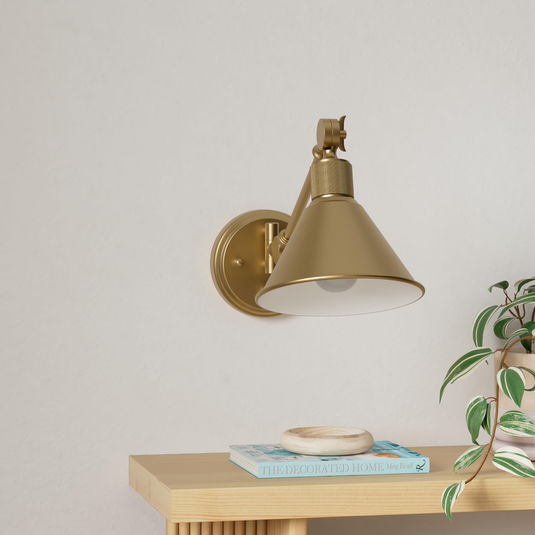 TRLIFE Wall Sconce, Dimmable Brass Swing Arm Light, 1 Pack, Gold, Model Arm-SconceBr-01
