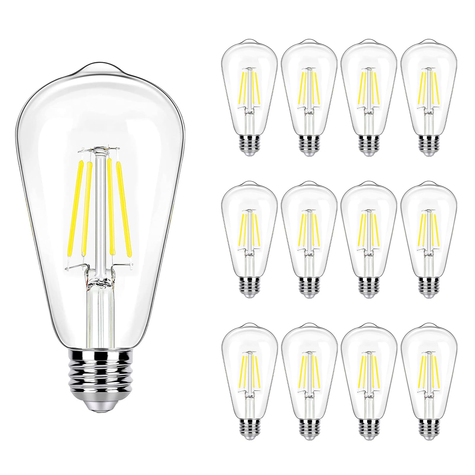 Winsaled 5000K Daylight Led Edison Bulbs 40W Equivalent, 4W St19 Led Light Bulb, E26 Standard Base, 90 Cri, Non-Dimmable, 12 Pac