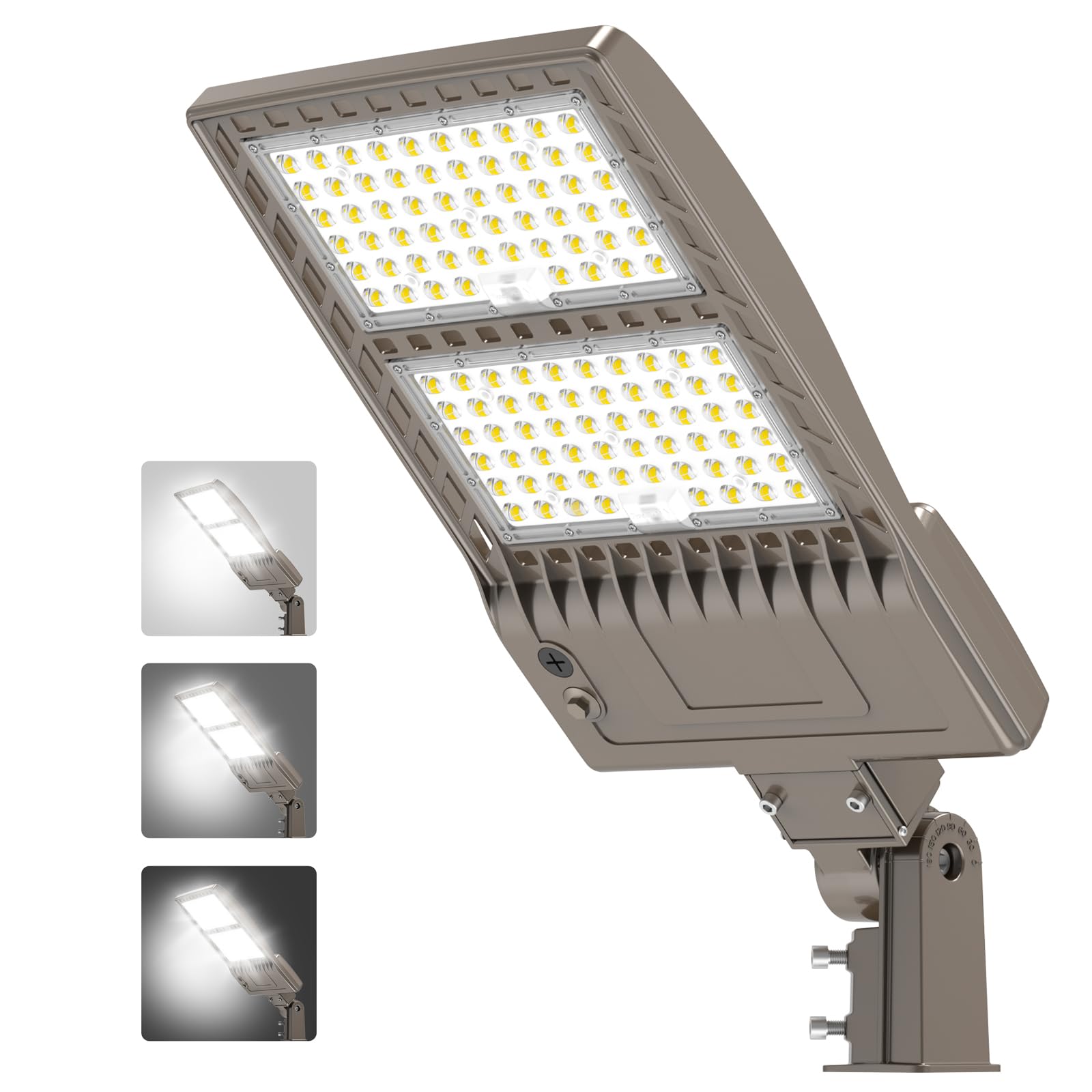 480V 320W Parking Lot Light LED Pole Light w/Slip Fitter Mount, UL DLC Listed LED Shoebox Lights 48000LM 5000K Flood Lights 277-