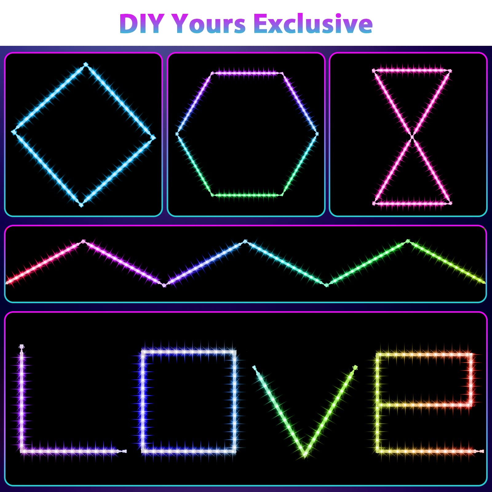 Huemihui 6Pcs Music Sync Color Changing Led Under Cabinet Lights, Dimmable 9.8Ft Strip With Remote