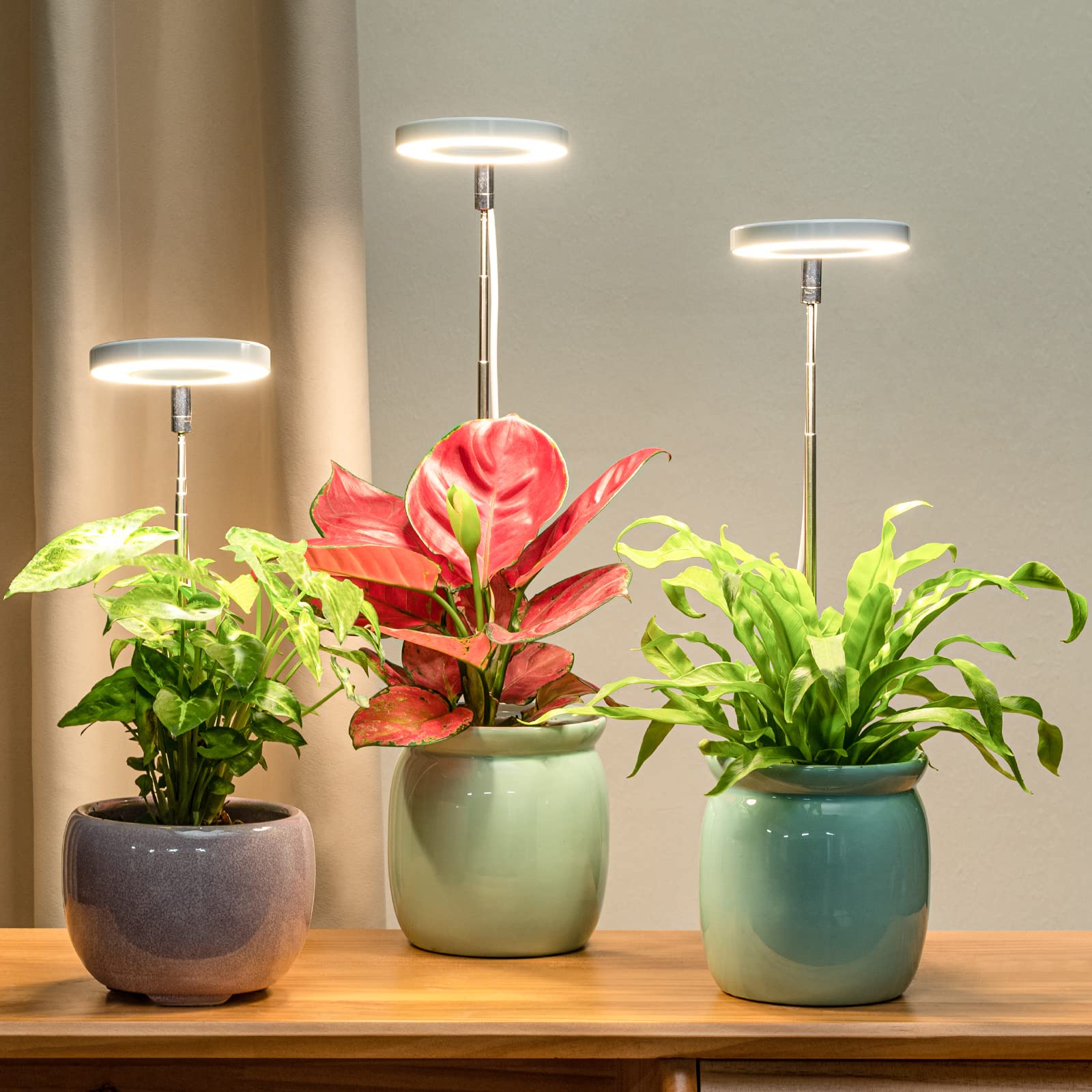 Lordem Grow Light, Full Spectrum Led Plant Light For Indoor Plants, Height Adjustable Growing Lamp With Auto On/Off Timer 4/8/12H, 4 Dimmable Brightness, Ideal For Small Plants, 3 Packs