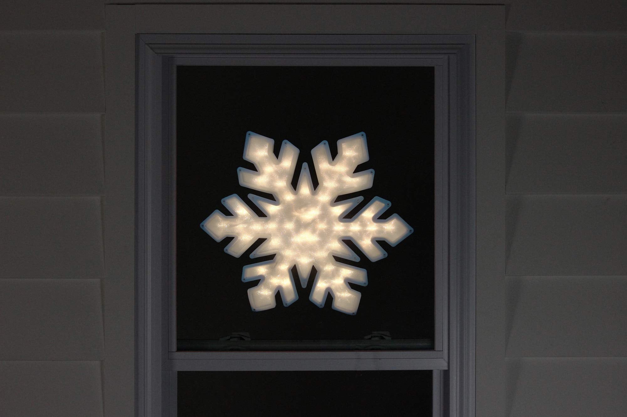 Northlight Lighted Snowflake Window Silhouette Decoration - 20in - Plastic - Clear Lights - White