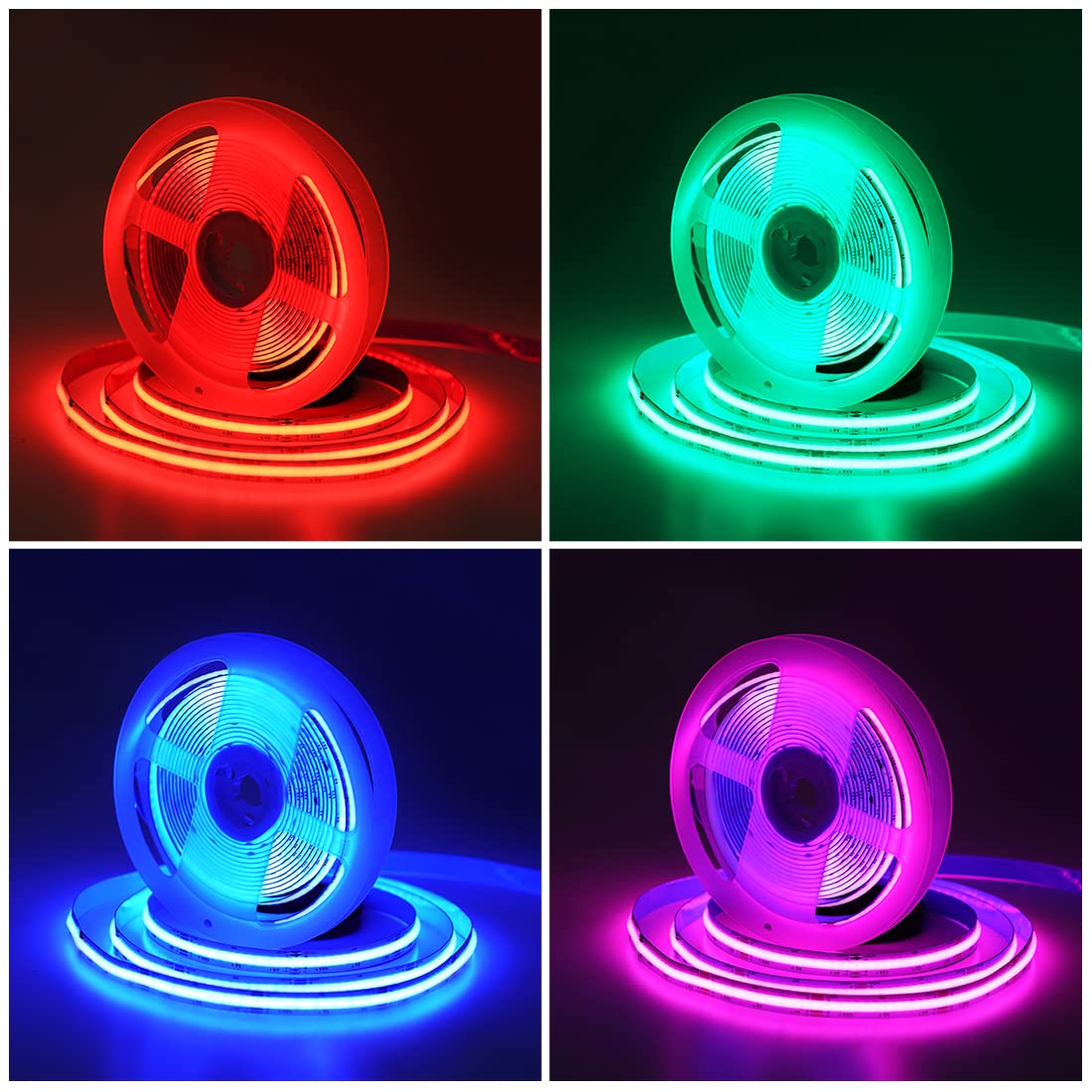 Sezo Rgb Cob Led Strip Light 9.84Ft 24V 840 Leds/M Flexible Tape For Home Diy Decoration Party Bar