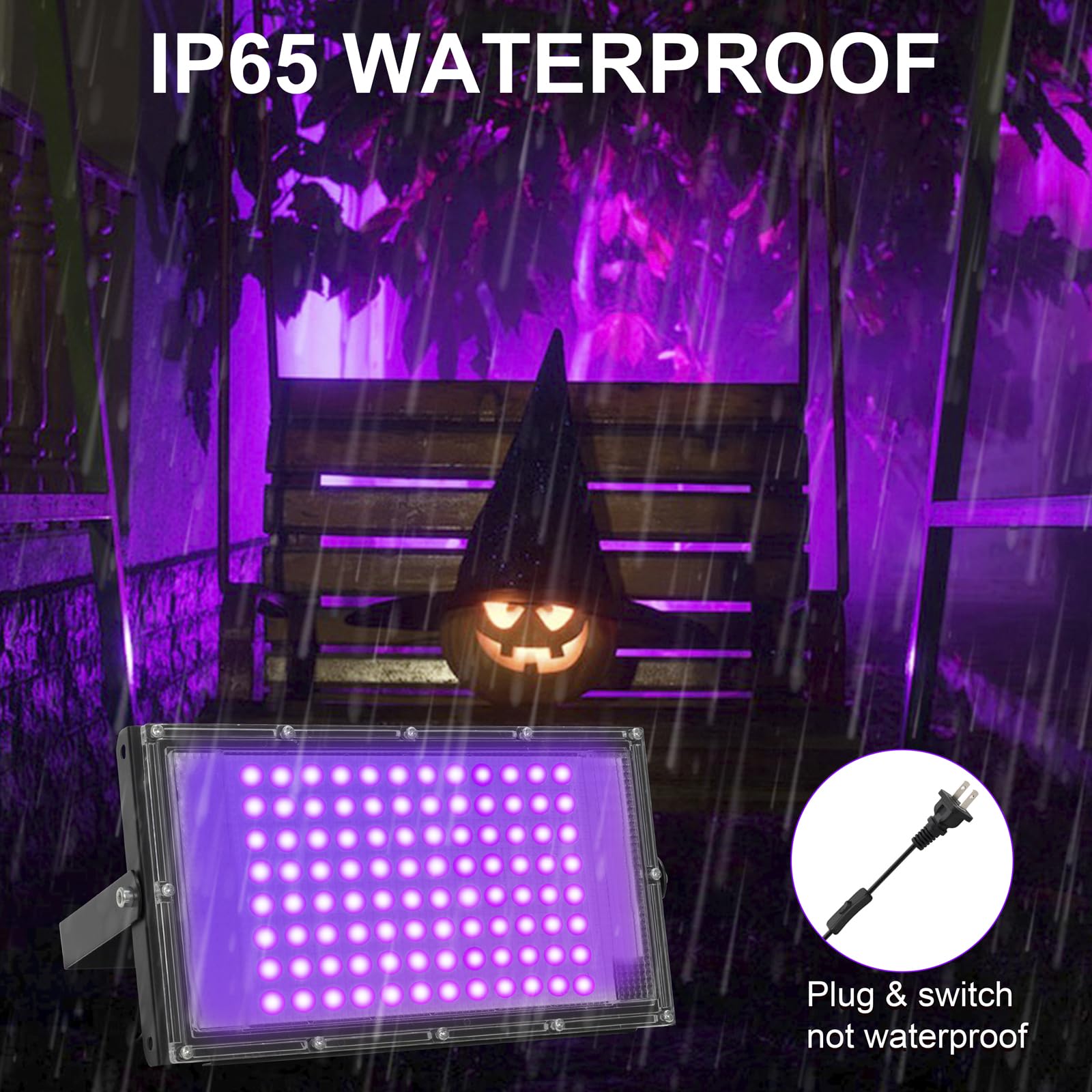100W Led Black Lights For Glow Party - Waygor Uv Blacklight Floodlight 395Nm Blacklights Spotlight Purple Black Light Flood Ligh