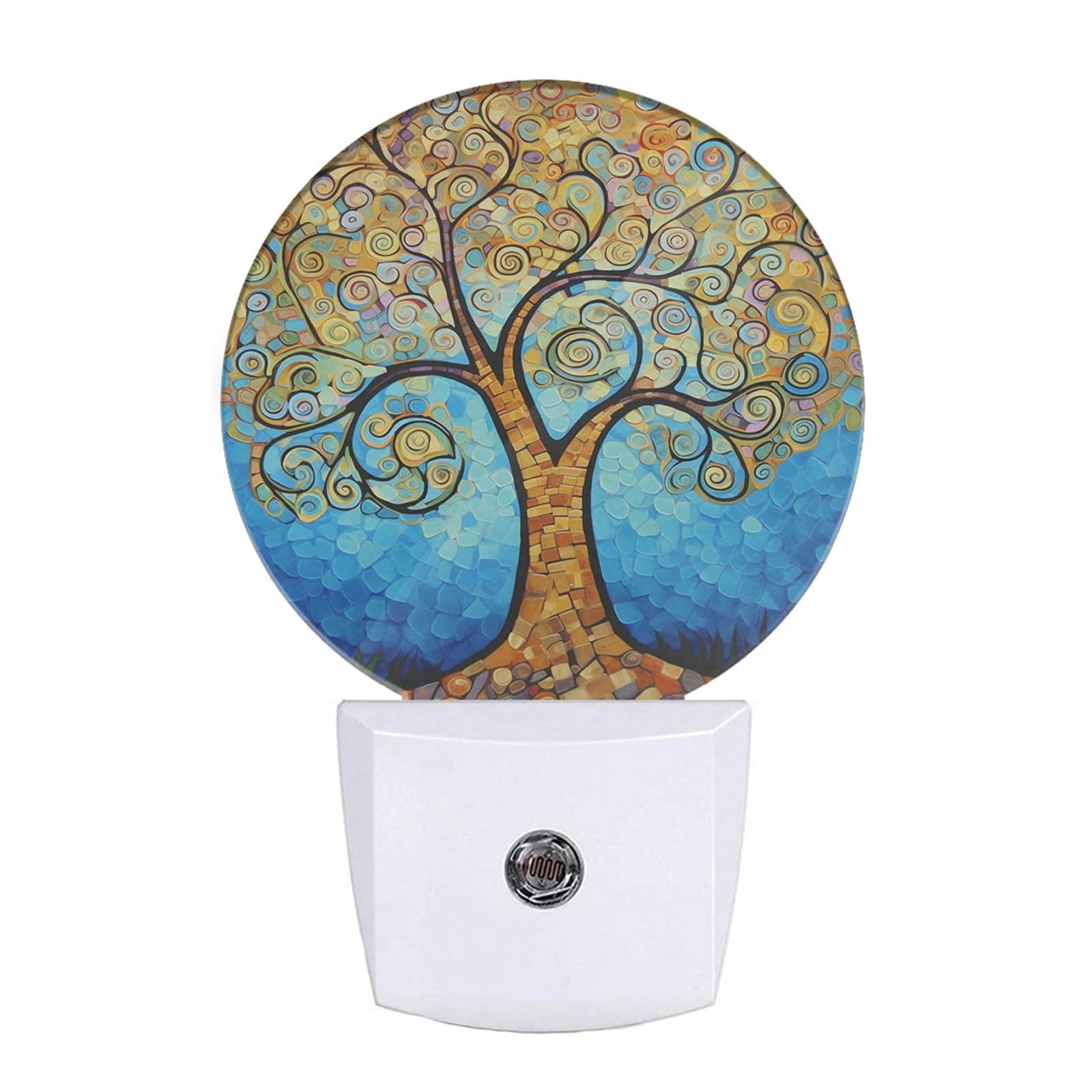 Ekobla Art Tree Night Light  Tree With Golden Leaves Night Lights Plug Into Wall Auto Sensor Led Lighting For Home Stairway Hallway Bedroom 0.5W Sleep Friendly
