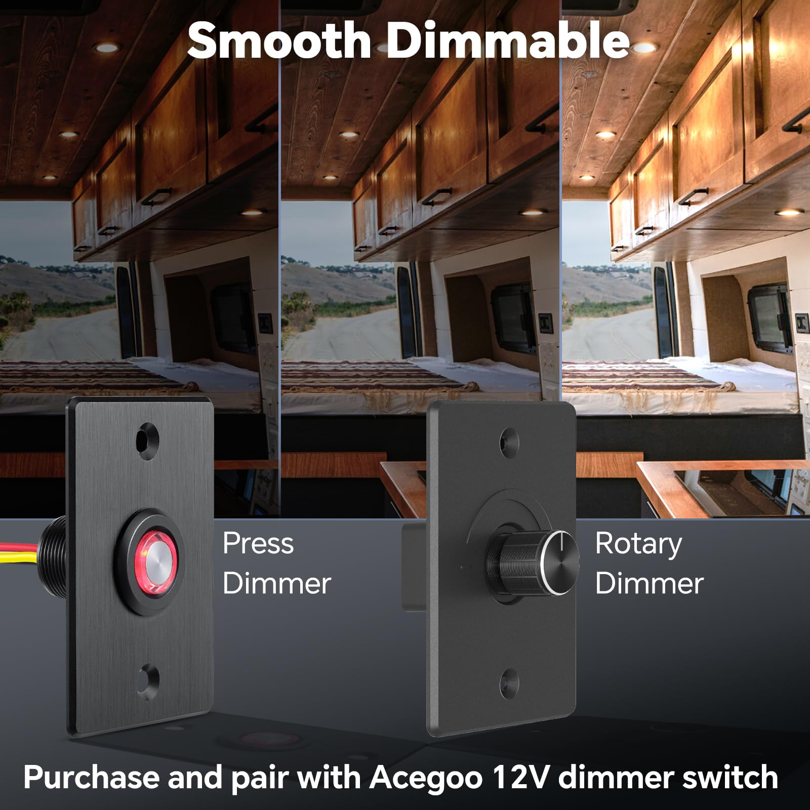 12 Volt Led Puck Light, Rv Boat Recessed Mount Ceiling Light, 12V Down Light For Under Cabinet Camper Vans Caravan Cabin Truck Motorhome Sailboat Interior Lighting, 6 Pack (Black Finish Warm White)