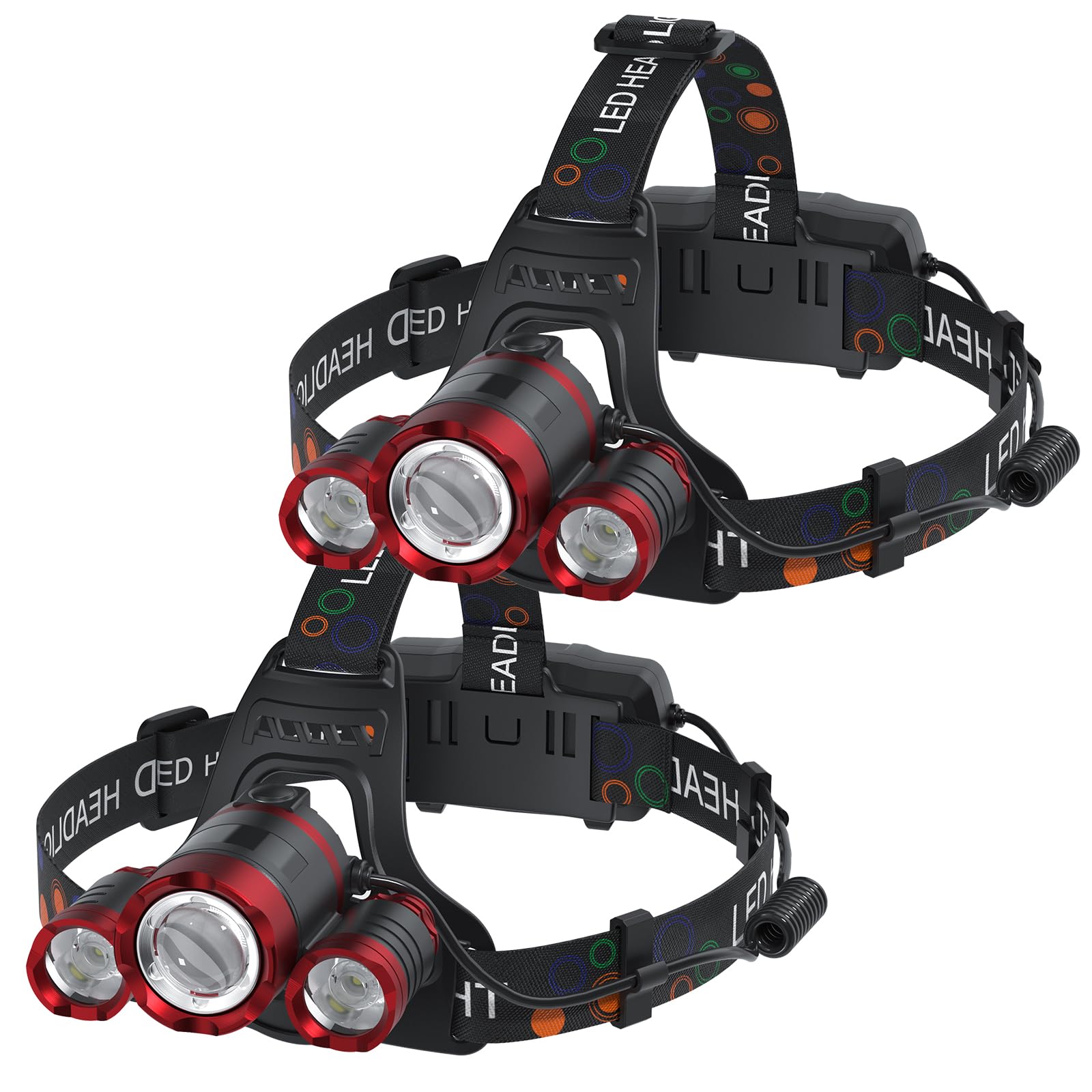 Headlamp Rechargeable 1200 Lumens Super Brightest 4 Modes Head Lamp For Adults Zoom Waterproof Headlight 90Angle Adjustable Head
