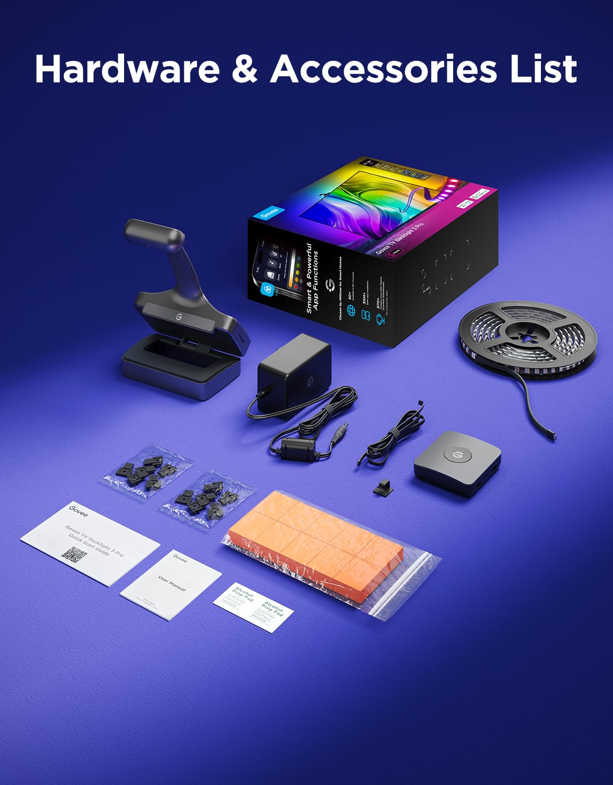 Govee Tv Backlight 3 Pro With Hdr Triple Camera  16.4Ft 5-In-1 Rgbwwic Led Strip Lights That Change With 75-85 Inch Tvs  75Leds/M  Supports Ai Filter  Smart App And Voice Control  Dreamview Sync