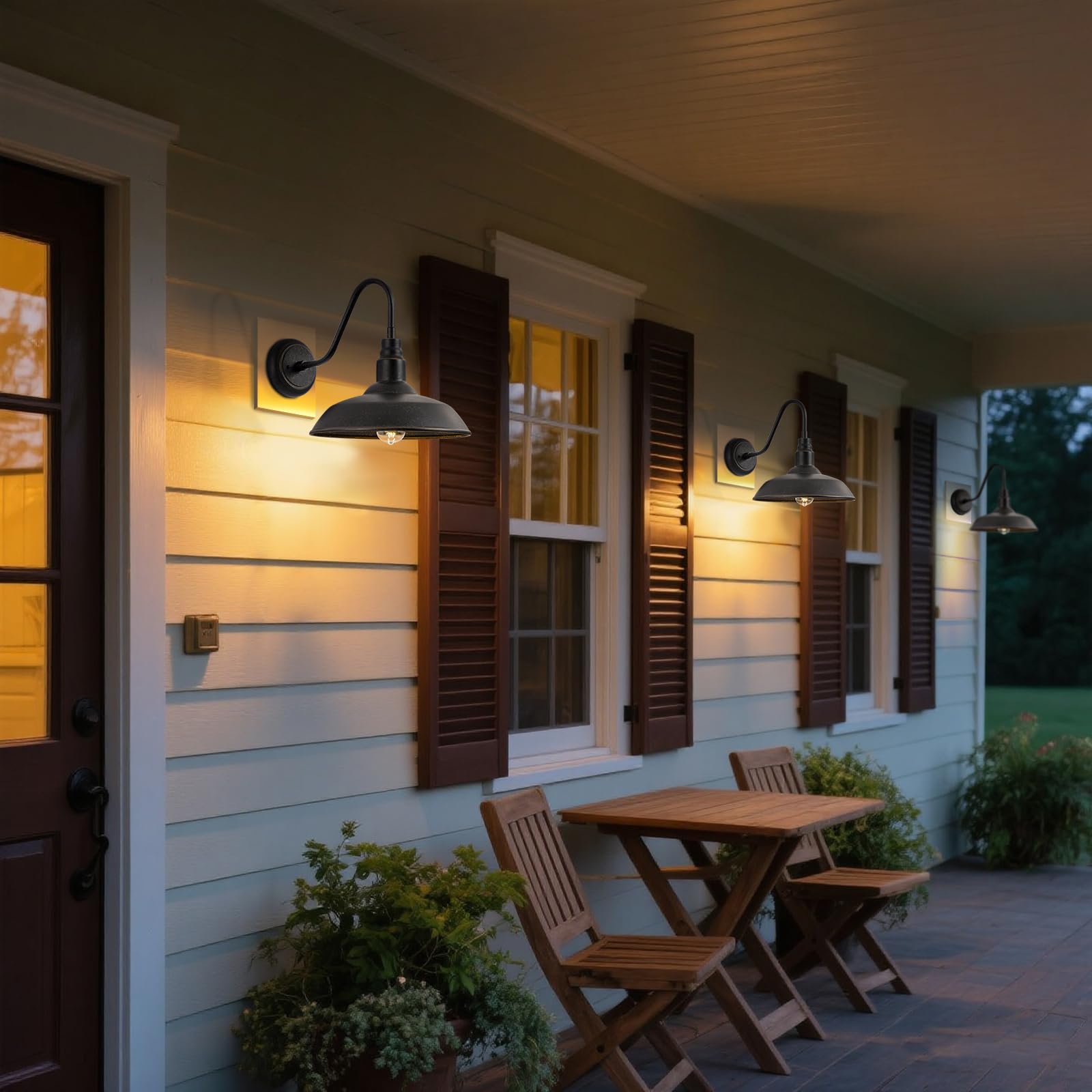 GOALPLUS Gooseneck Outdoor Light Fixture, 10" Dome, Bronze Metal, Model LM2201-BR-2P, 2 Pack Barn Light for Porch, Patio, Garage