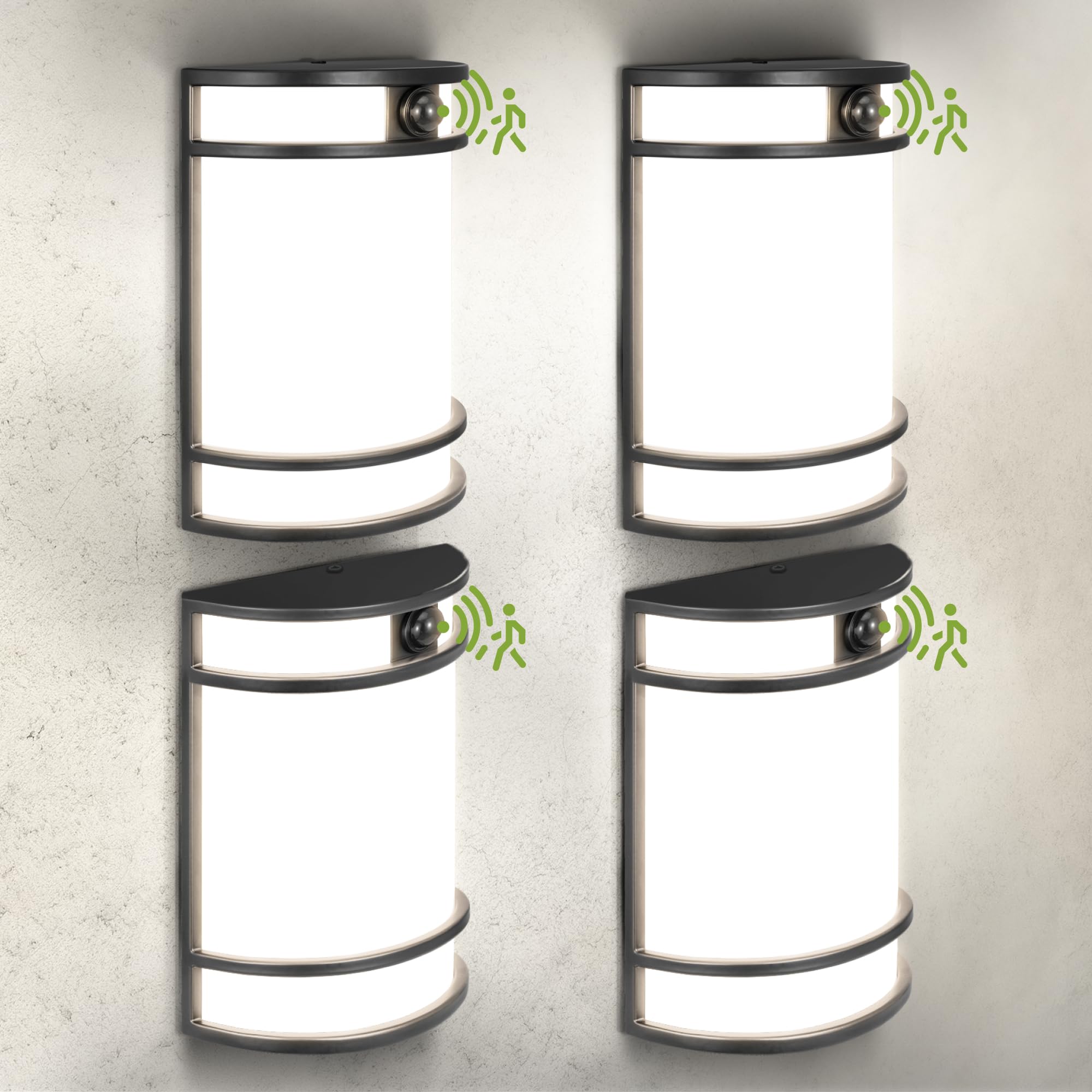 ASD 10 Inch LED Outdoor Wall Mount Light Fixture with Motion Sensor - Matte Black Wall Sconce Lighting - 15W 120-277V 3000K 4000