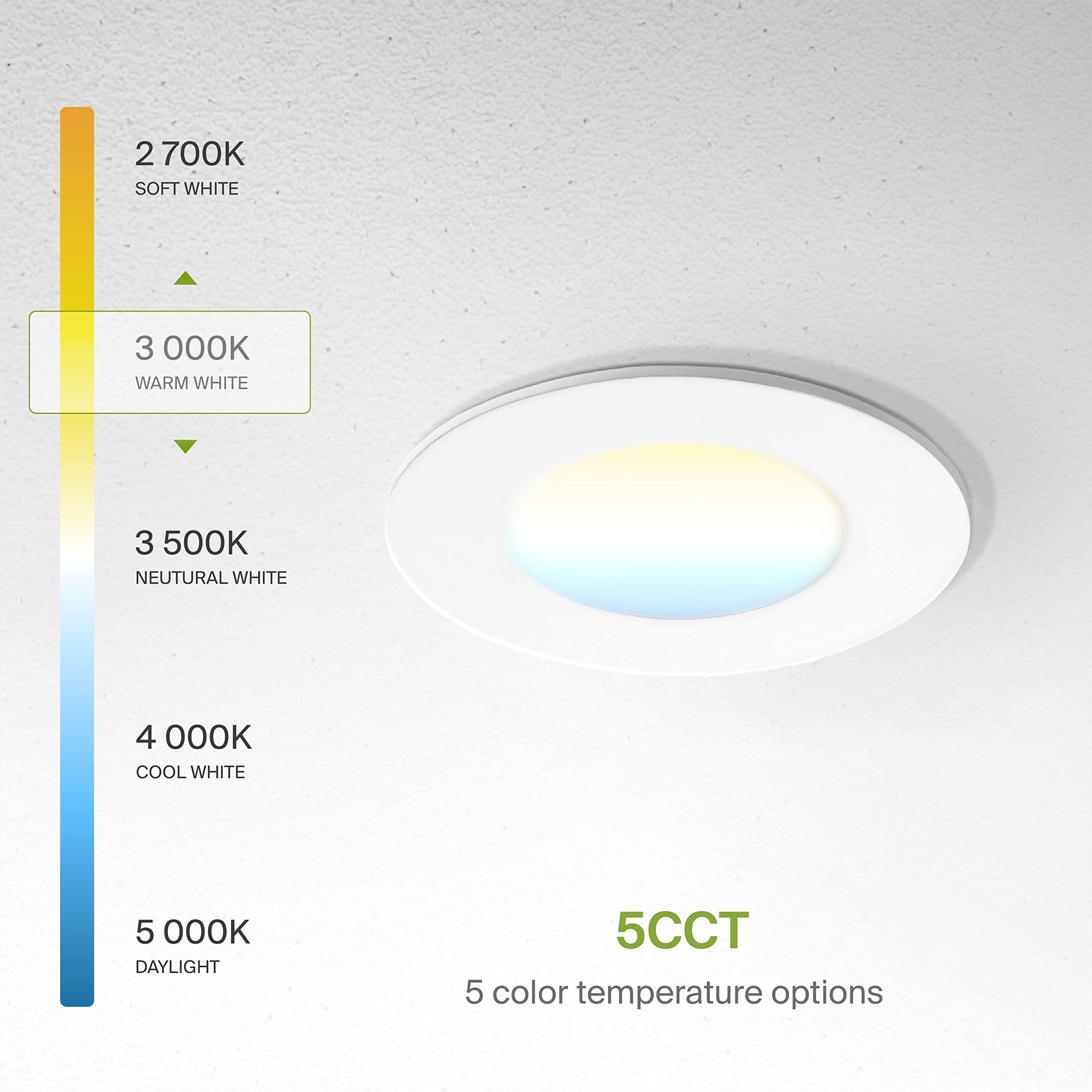 Asd 6 Pack 3 Inch Led Recessed Light 6W  5 Cct 2700K-5000K Cri90+  Ic Rated Ultra Thin Dimmable Ceiling Lights With J Box  Canless Wafer Downlight  Round Slim Panel Lighting  Ul Energy Star  White