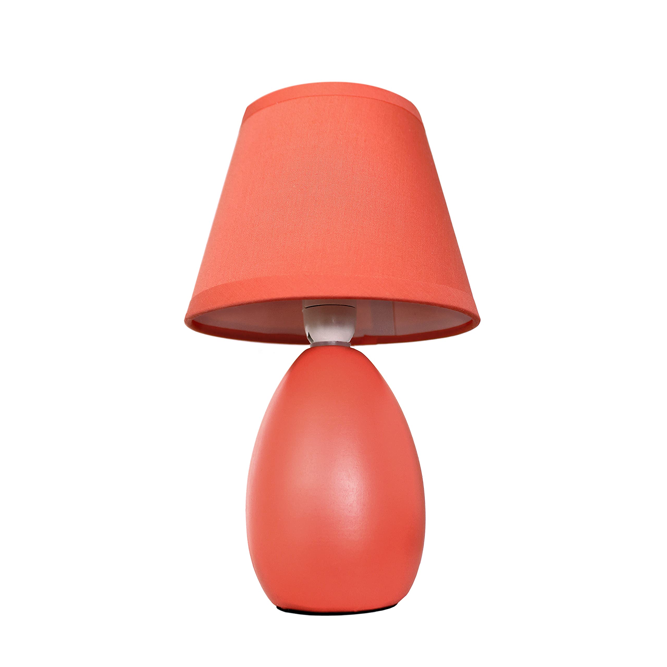 Simple Designs Lt2009-Org Mini Bedside Small Oval Egg Ceramic Table Lamp, Orange