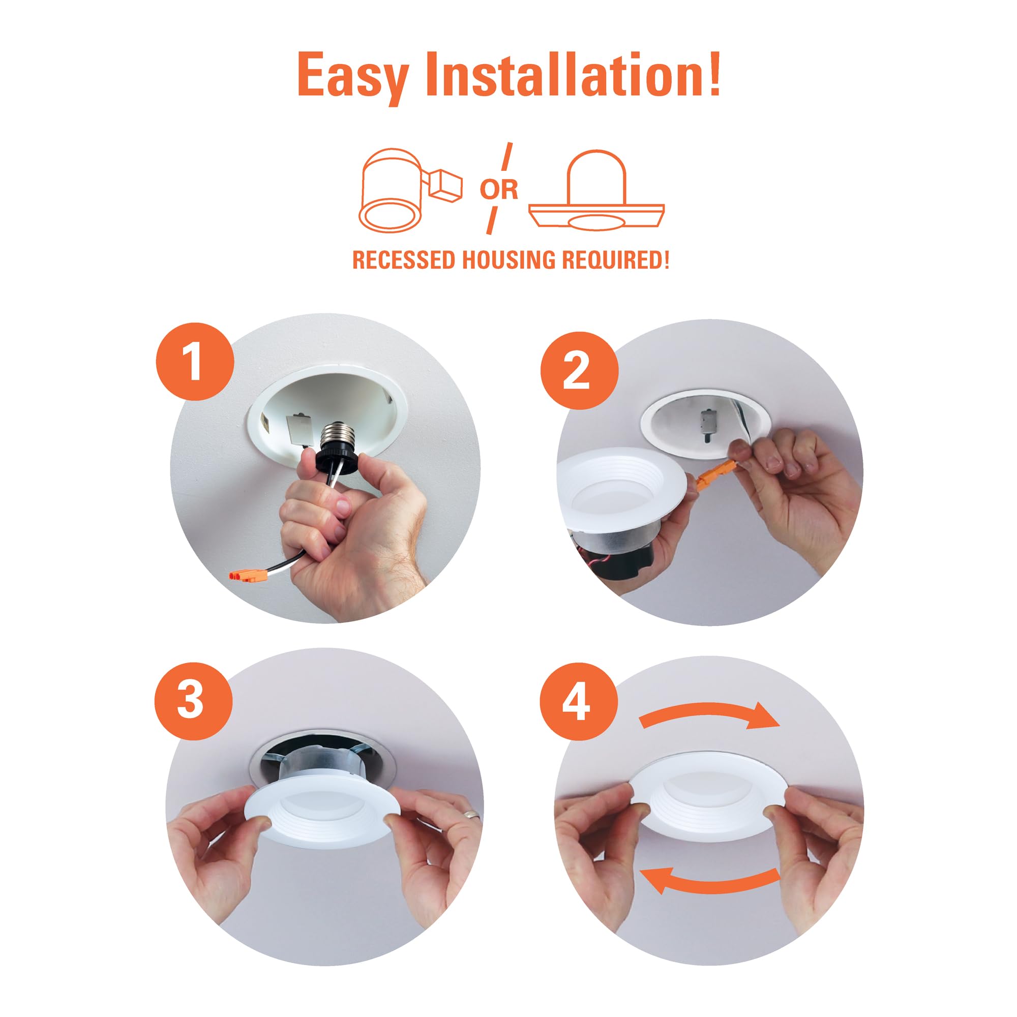 HALO LTE 4 Inch LED Recessed Lighting, 12 Pack, Dimmable, 3000K Bright White, 8W=65W, UL & FCC Certified, White