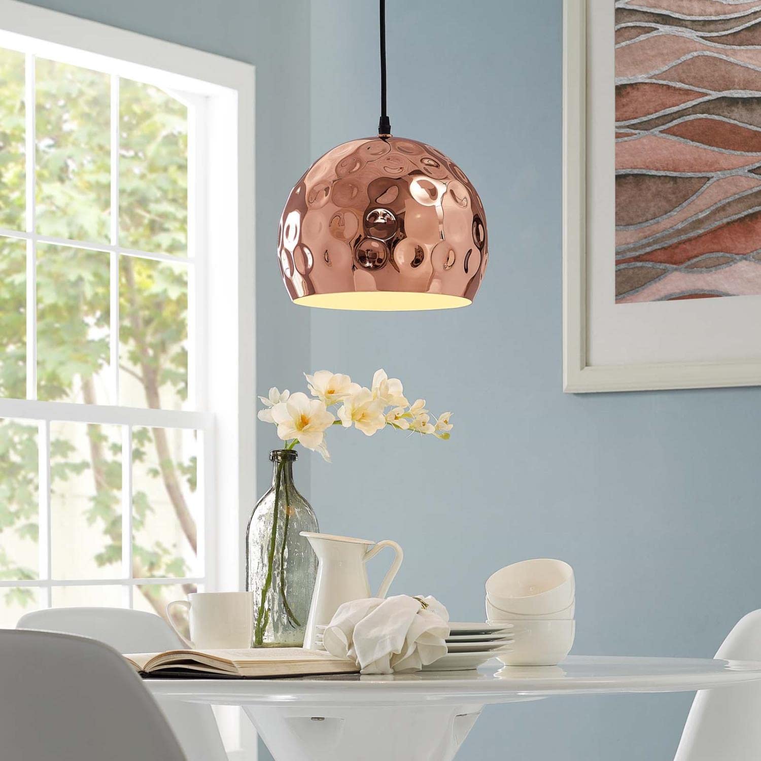 Modway Dimple Contemporary Modern Half-Sphere 10 Shade Hanging Ceiling Light Pendant
