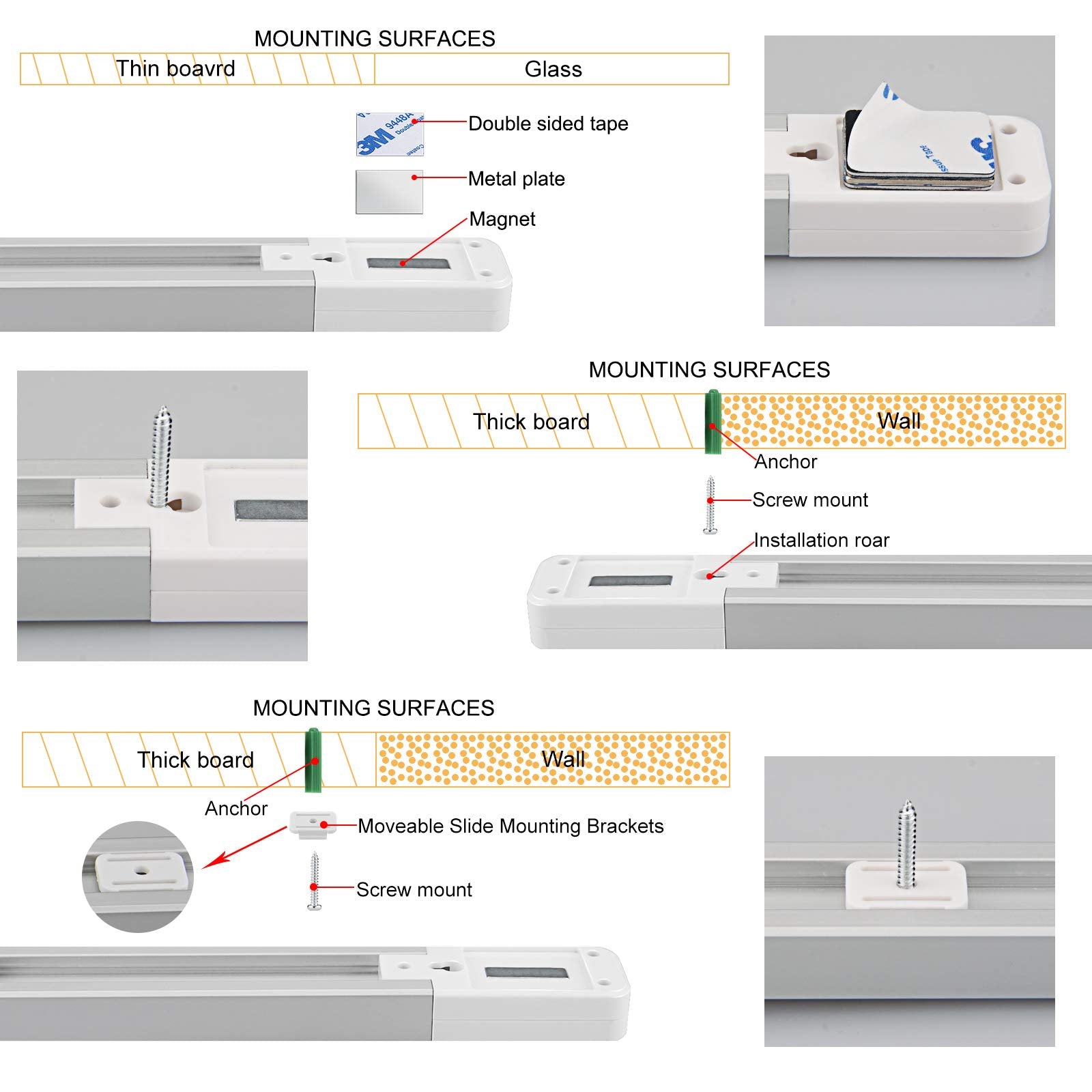 Luxsway Led Rgb Strip Light, 18 Inch Color Changing Under Cabinet Lighting, Remote Control, Plastic, Model Dy103Ir-12C