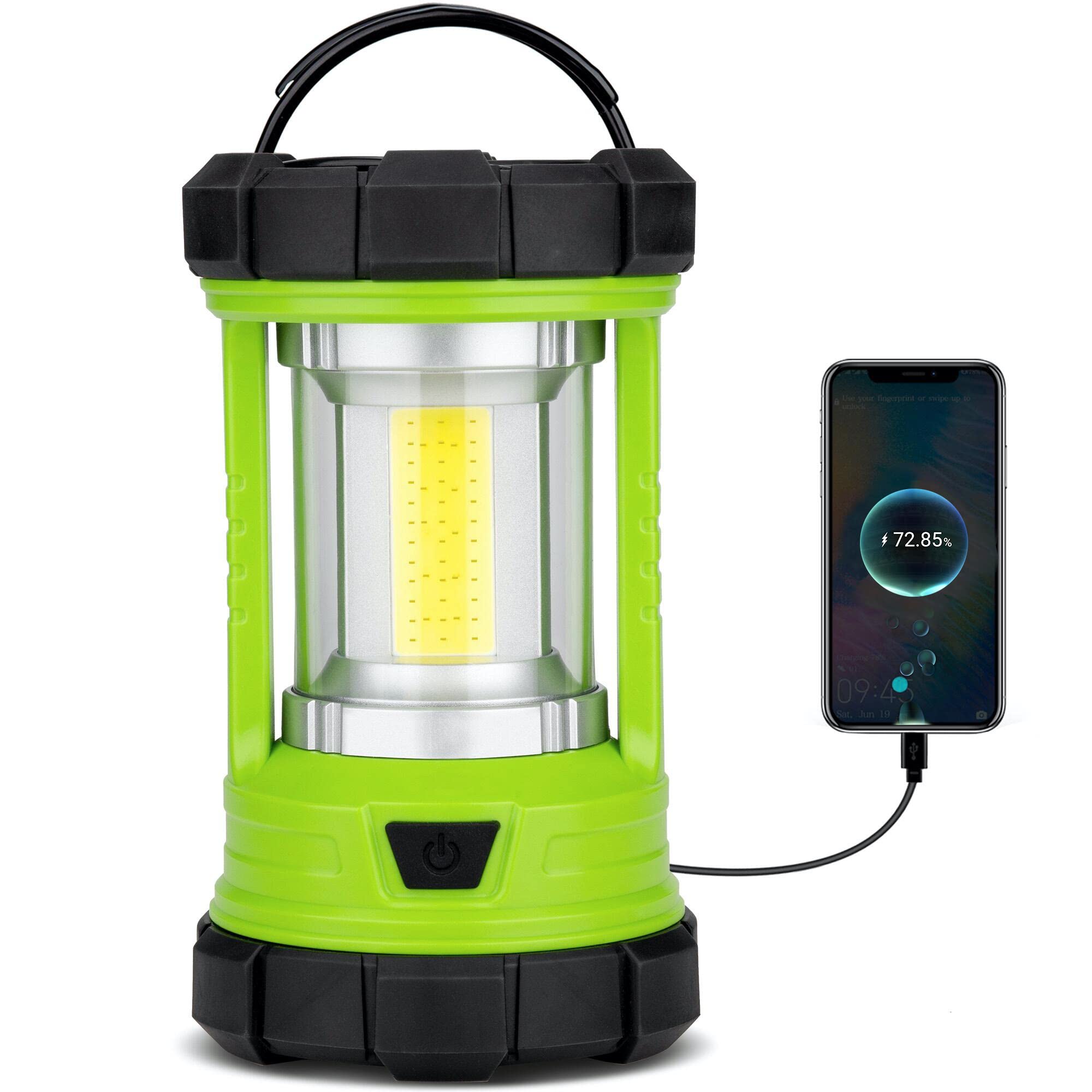 Favourlite Rechargeable Camping Lantern - 3000Lm, 5 Light Modes, 4400Mah Phone Charger, Waterproof, Pale Green, Model 001