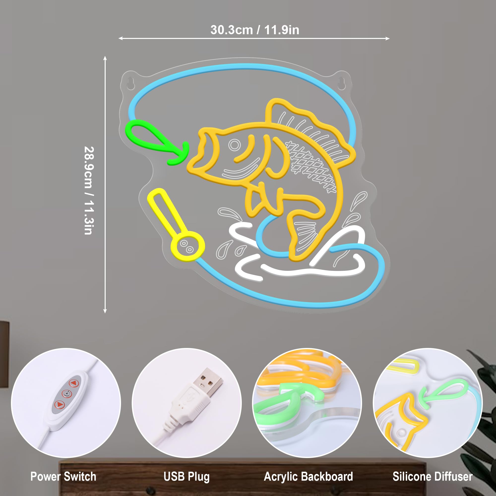 nite Fishing Neon Sign  Led Neon Lights For Room Wall Table Decor Art  Home Party Birthday Holiday Gift For Fishing Lovers Kids Teens mature-themeds