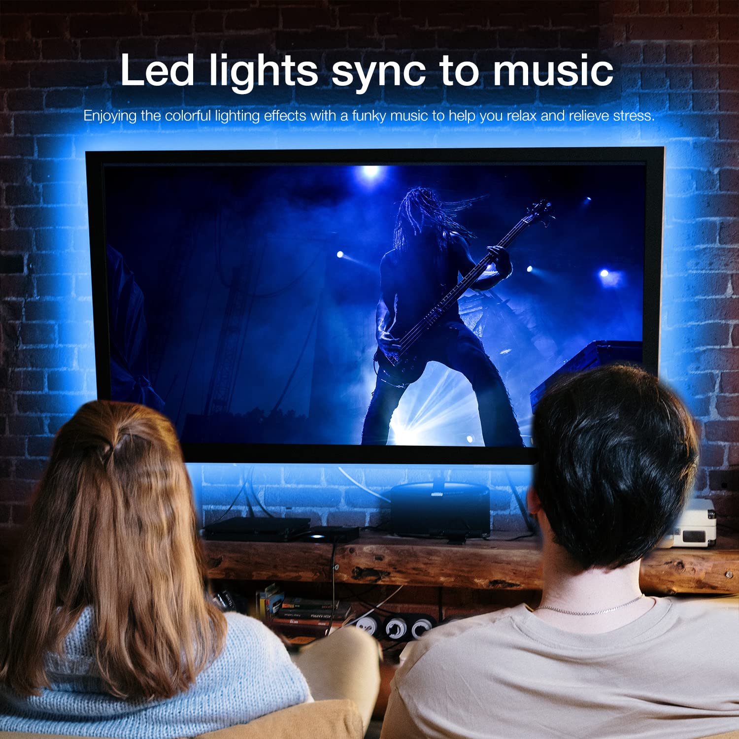 DAYBETTER LED Strip Lights for TV 55-65 inch, 12.5 ft Multicolor Backlight with Remote, Model DTHTVRGB038B
