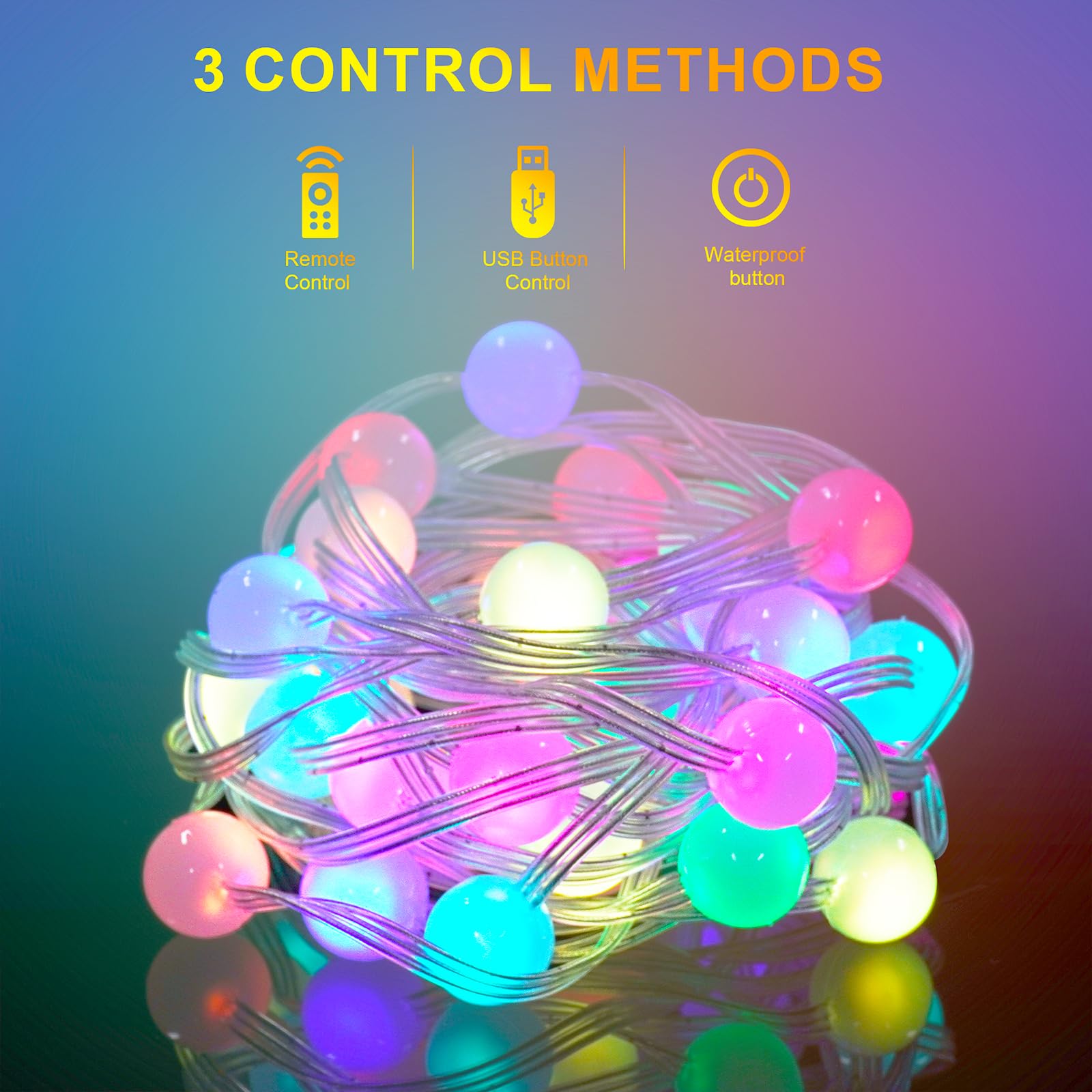 osteplus Fairy Lights 16.5FT Color Changing String Lights, 2-Pack Mini Ball LED, USB/Battery Powered, RGB-Globe, Waterproof for Indoor/Outdoor