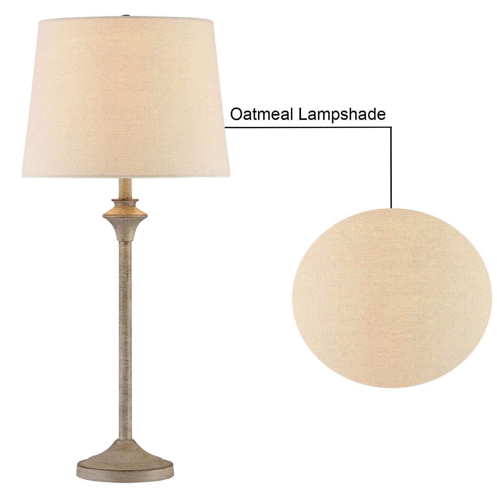 Maxax Farmhouse Buffet Table Lamps Set of 2, 26in Brown Metal Base with Oatmeal Fabric Shade for Living Room, Office, Kids Room