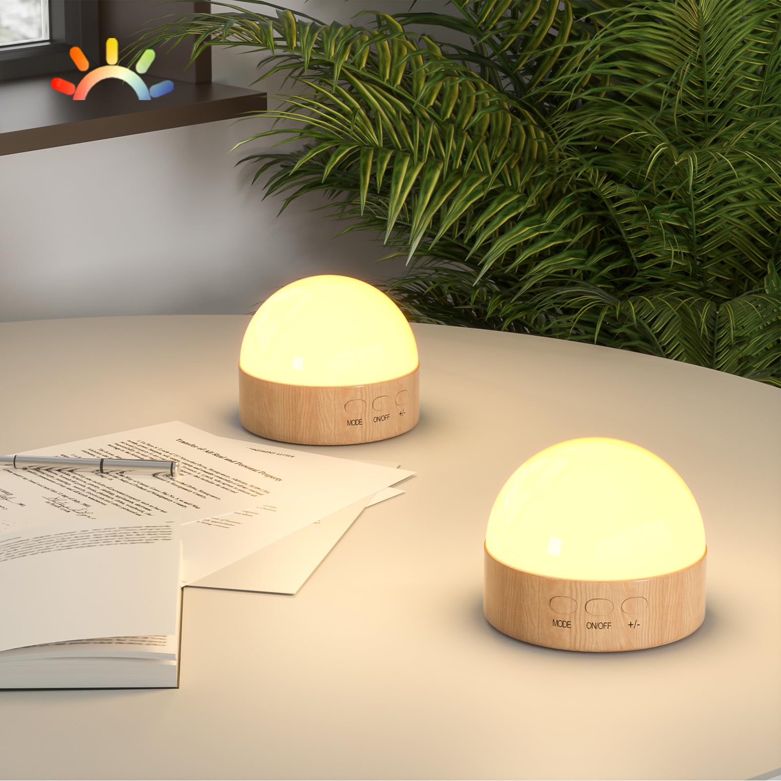 Kintion Portable LED Night Lamp, Dimmable Warm Light, 2 PCS, Brown, Model CL-XY11, Eye-Caring for Kids and mature-themeds