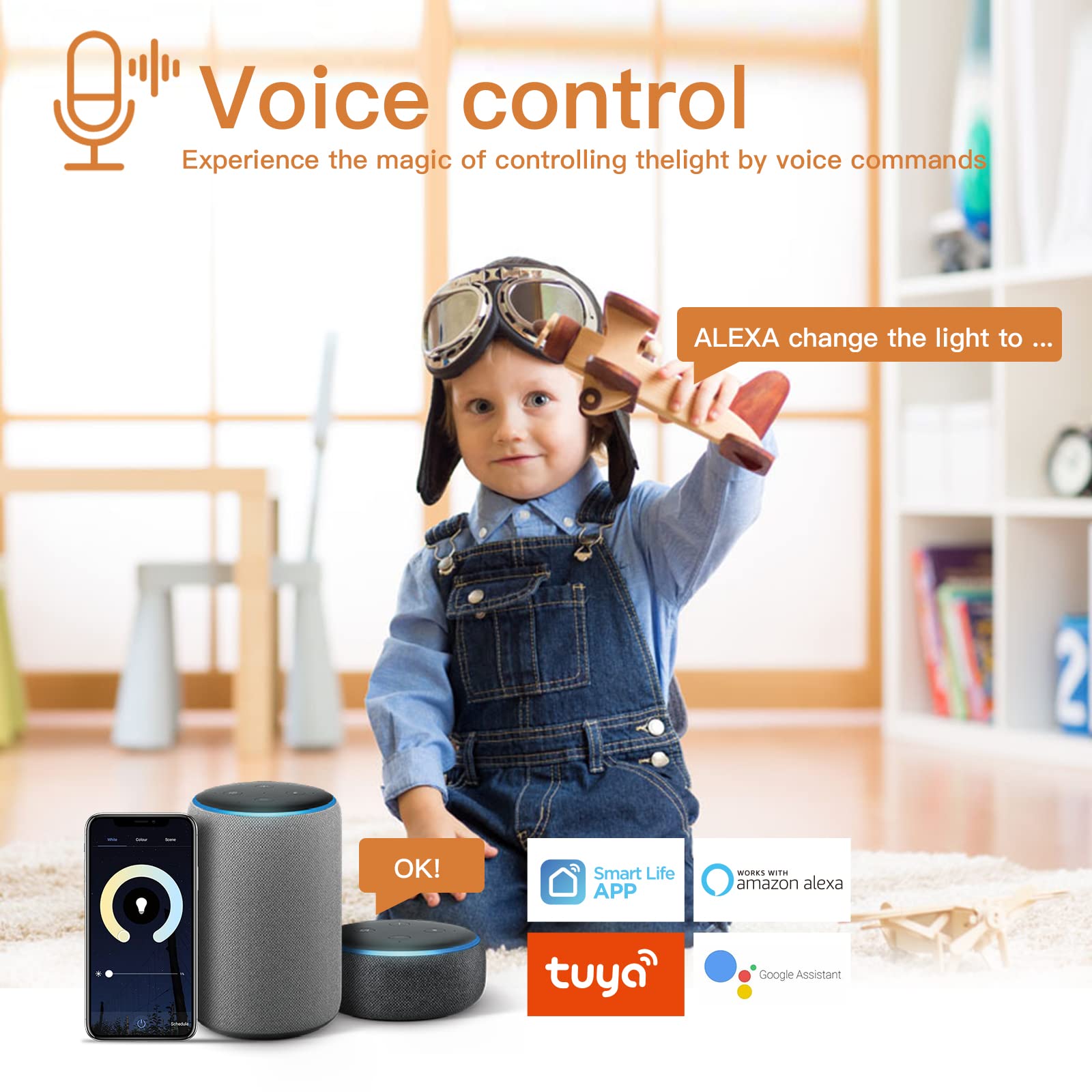 Taloya Smart Ceiling Light Flush Mount Led Wifi, Compatible With Alexa Google Home, Black Dimmable Low Profile Ambient Light Fix