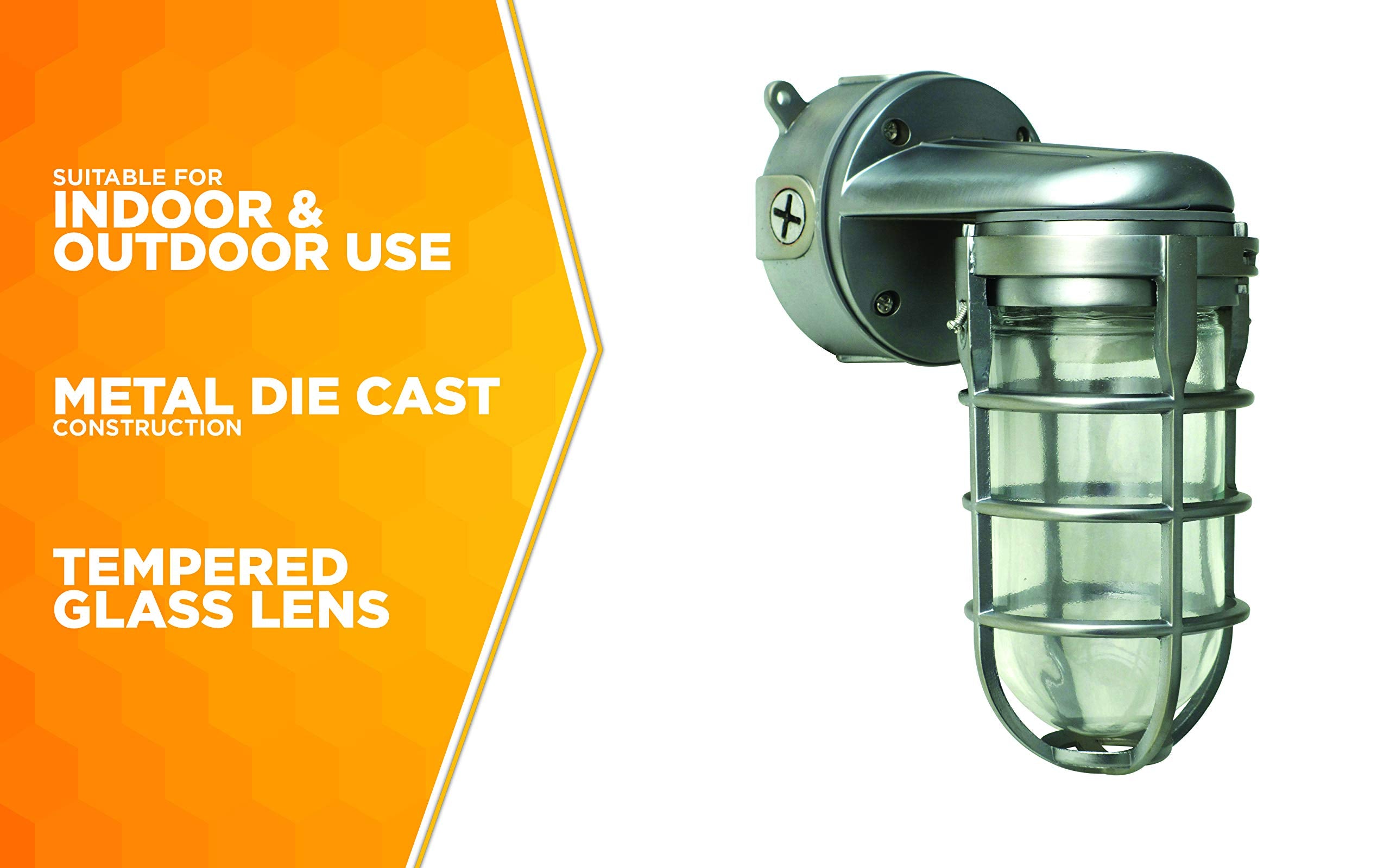 Woods Traditional 150W Incandescent Wall Mount Light, Brushed Steel, Model L1707SVBS, One Size