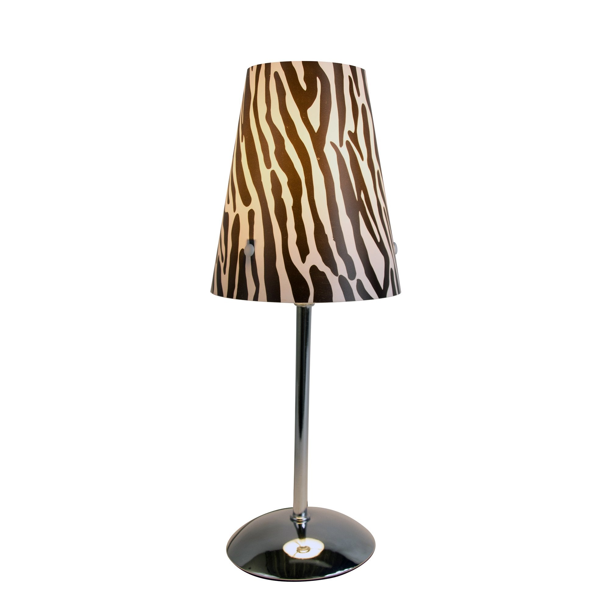 Simple Designs Lt3024-Zba Mini Silver Table Lamp With Animal Print Shade, Zebra