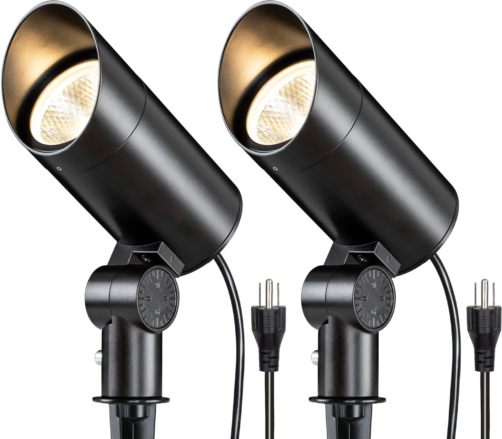 SUNVIE 30W LED Spotlight Outdoor Light, 3000LM, Warm White, Aluminum, Black, 6 FT Cord, Model CHW-30A-02, 2 Pack