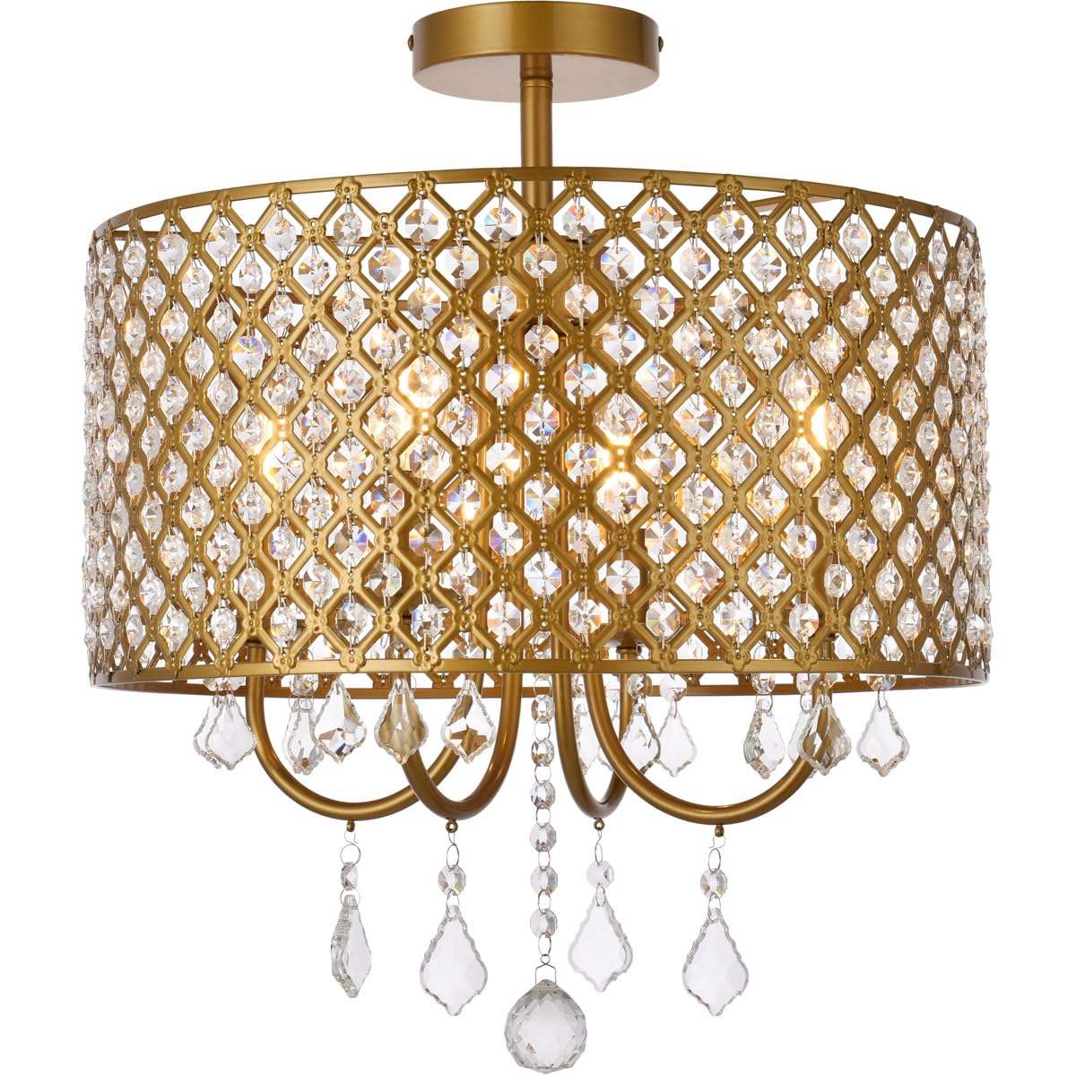 Living District Elise 4-Light Transitional Metal Flush Mount in Brass Finish