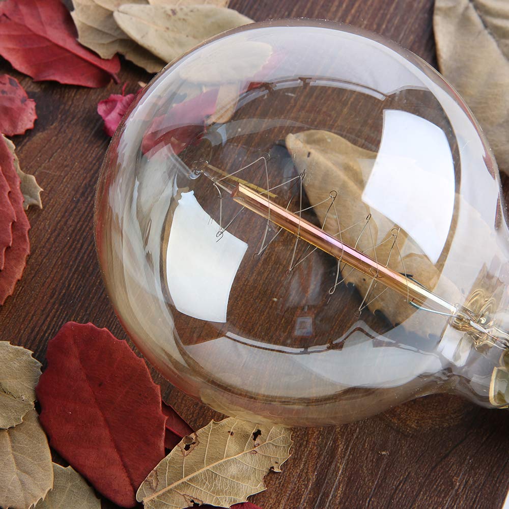 runquiz G25 Vintage Light Bulbs, 60W, 2100K Warm White, Amber Glass, Dimmable, 6-Pack, E26 Base, 240 Lumens