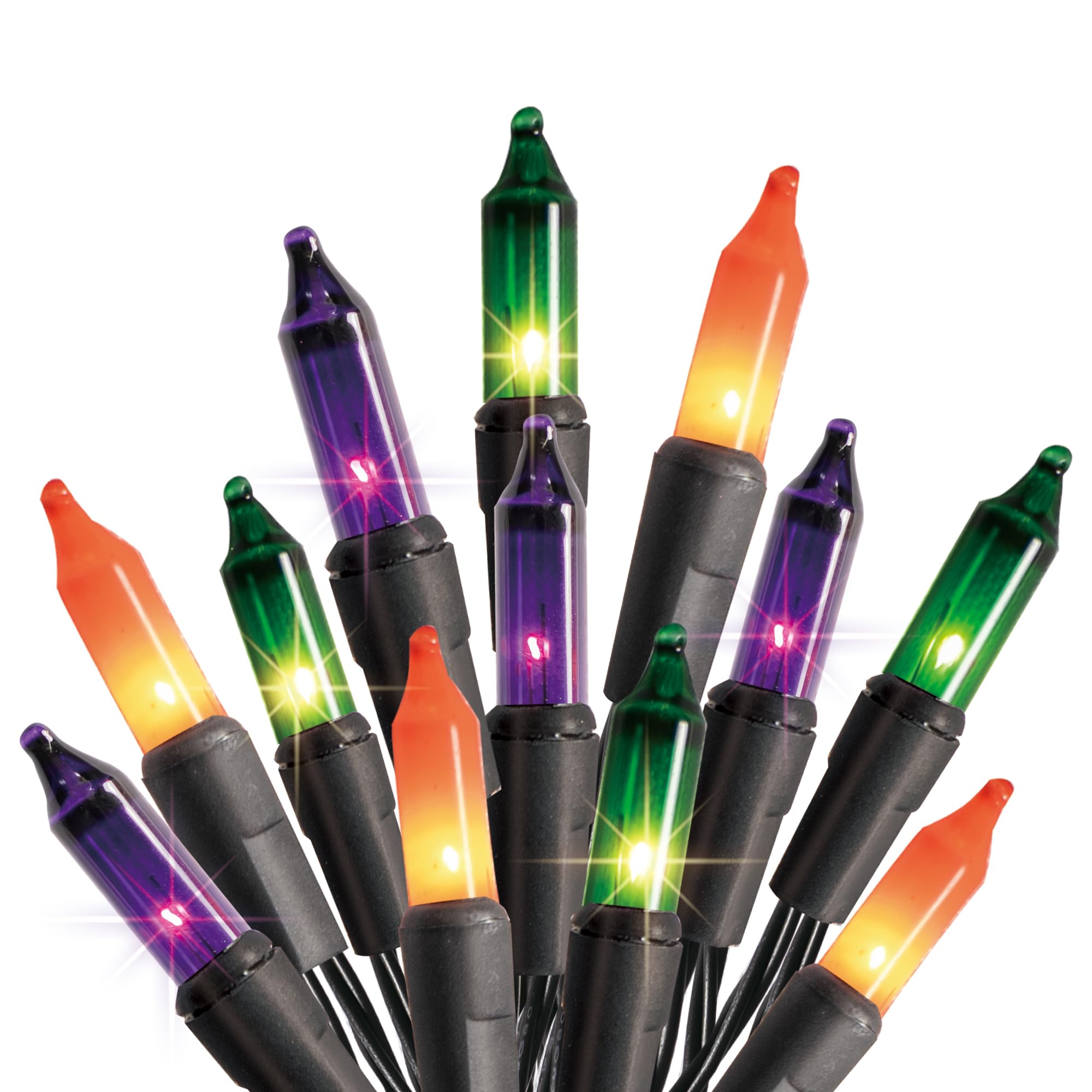 Dazzle Bright Mini String Lights, 20FT 100 Count, Waterproof, Purple Orange Green, Model ZF-100-2/SB, Halloween Decorations