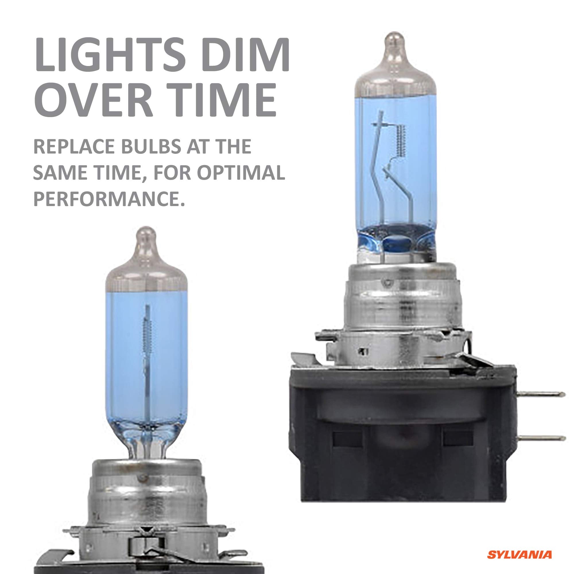 SYLVANIA H11B SilverStar zXe High Performance Halogen Headlight Bulbs - Bright White Light, 2 Pack, Model H11BSZ.PB2