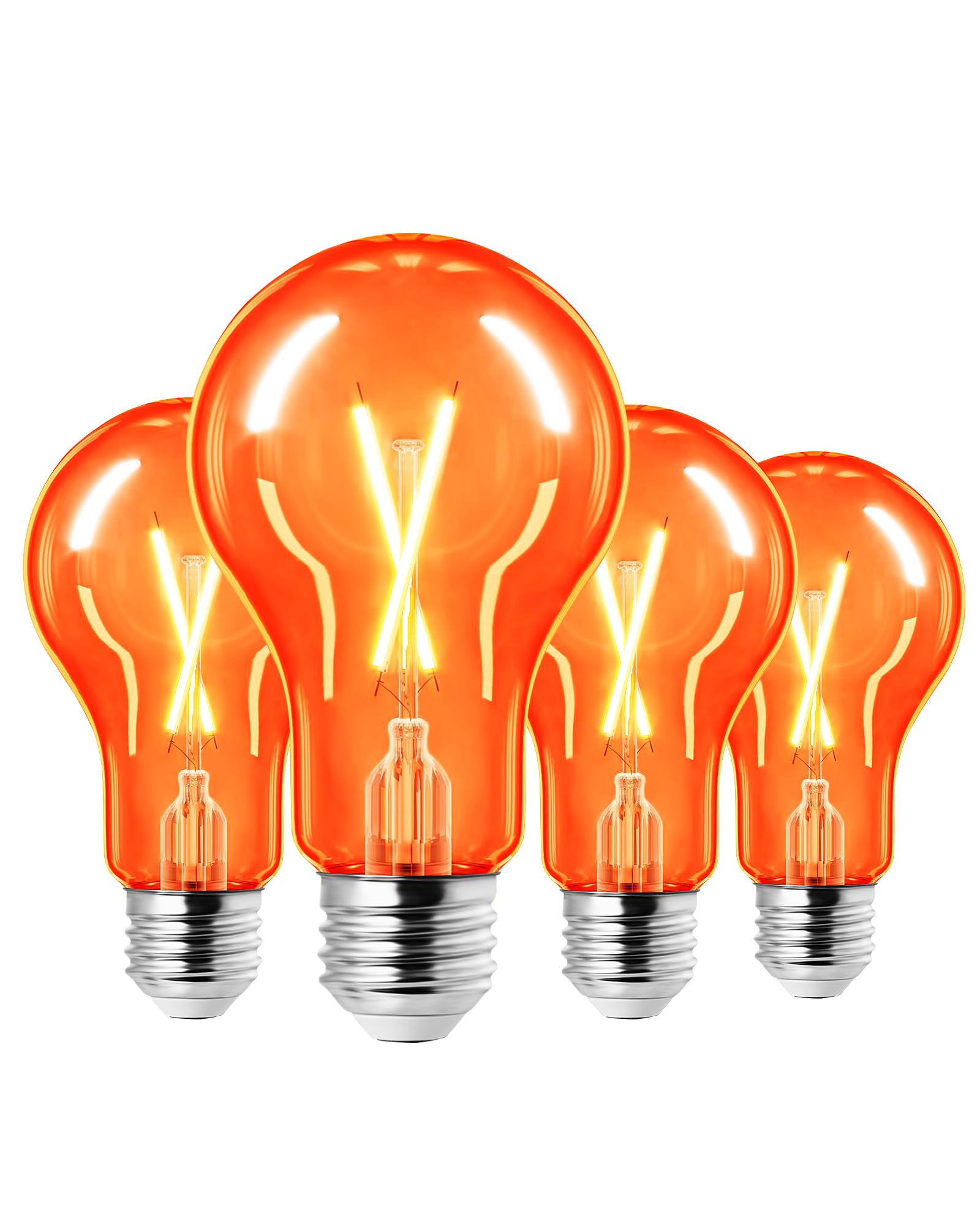 EDISHINE 8W A19 Dimmable LED Light Bulb, Orange Glass Filament, E26 Base, UL Listed, 4 Pack