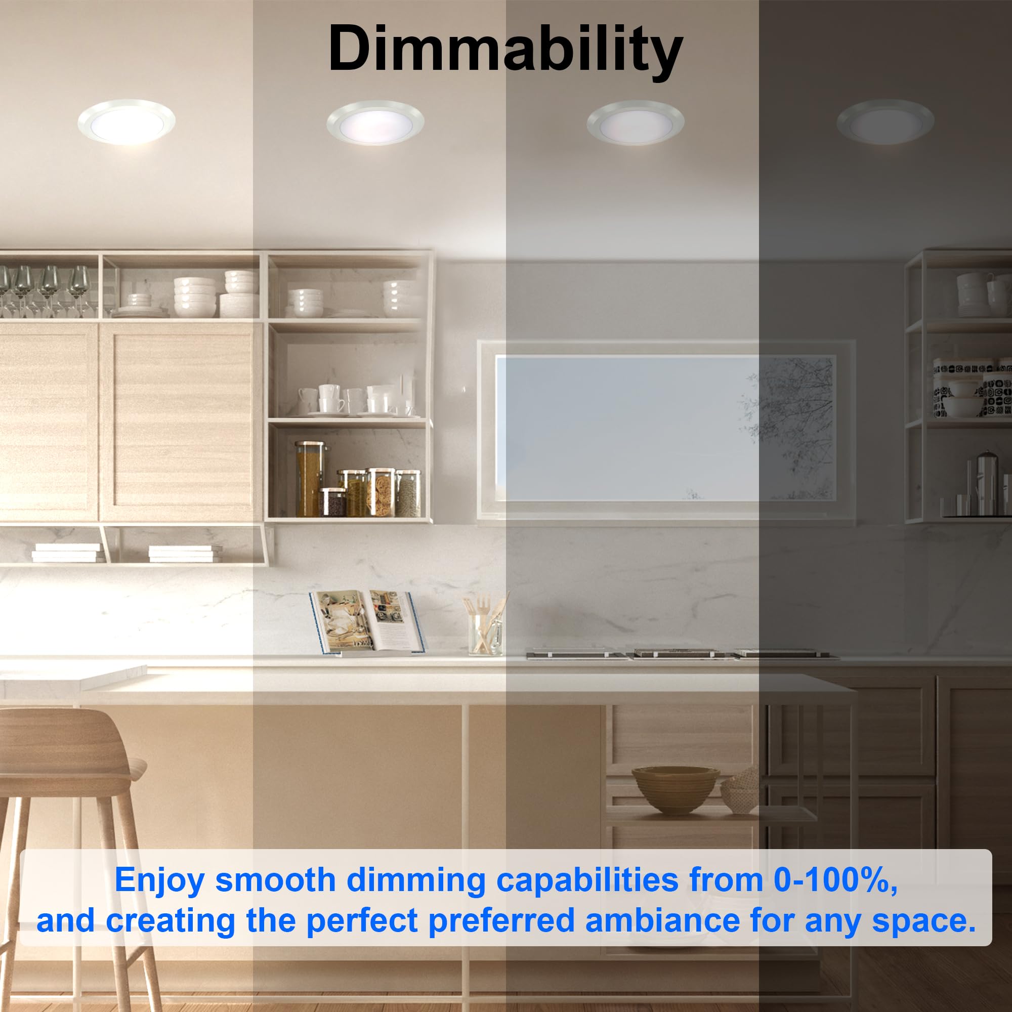 Vivio Lighting LED Disk Lights 15W Dimmable 3000K 1080LM 2 Pack White Flush Mount Ceiling Light Fixture