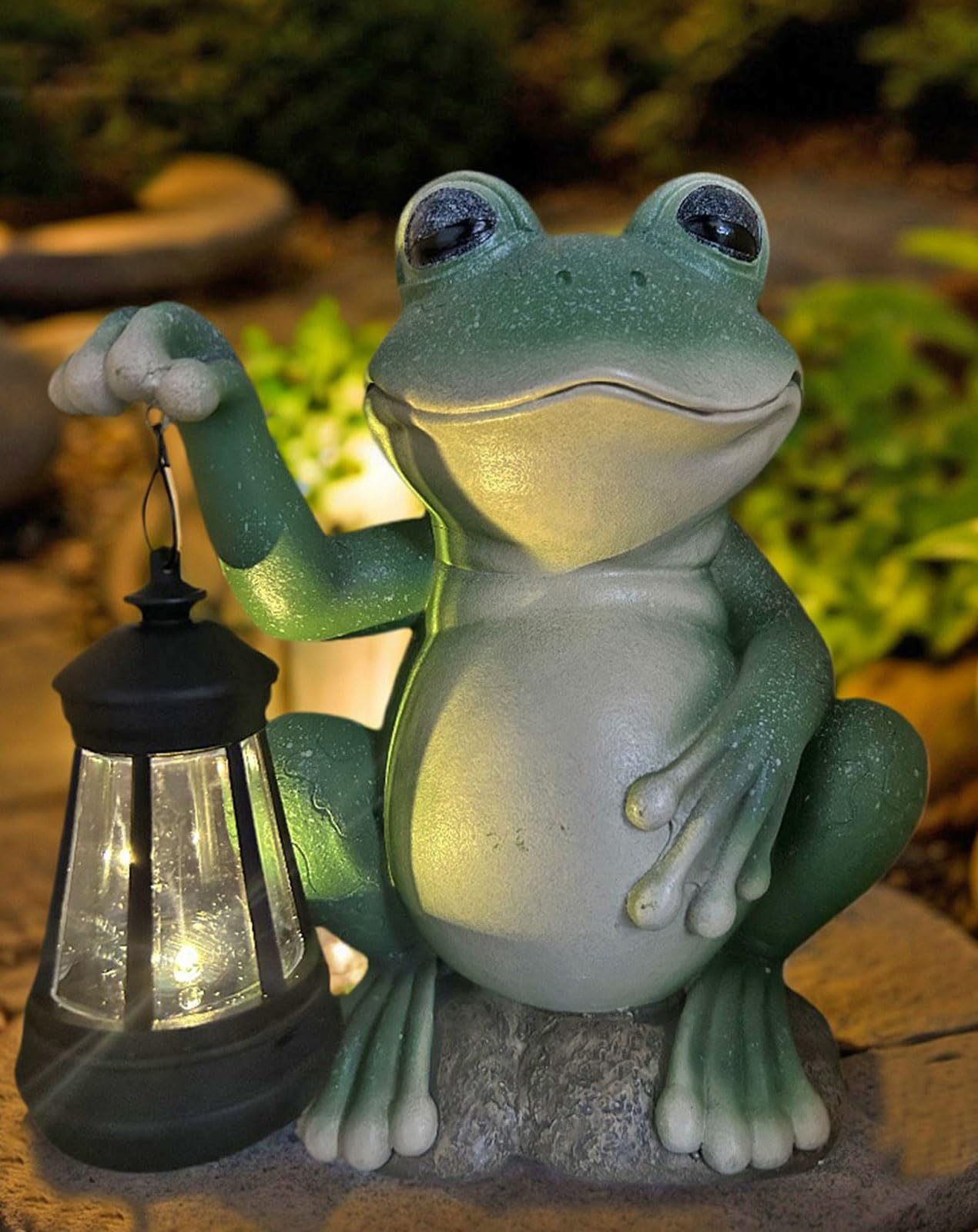 YODY Solar Garden Statues Outdoor Decor- Yard Decorations for Patio, Balcony, Backyard, Lawn Ornaments - Frog Figurines with LED