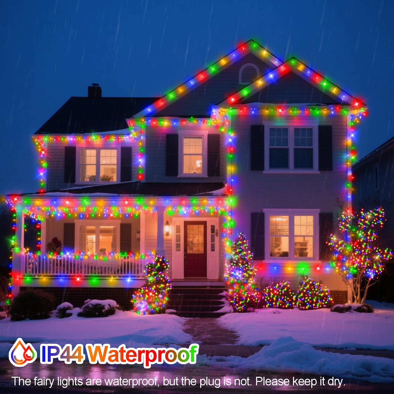 ROADAYLY Christmas Lights 500 LED 196FT Waterproof with Timer 8 Modes Multicolor Green Wire Model DAOYI02-MNO02-DAOYI