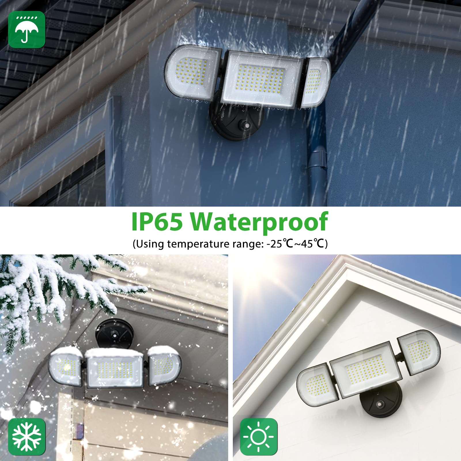 Imaihom 100W Dusk To Dawn Led Flood Lights, 9000Lm, 3 Adjustable Heads, Ip65 Waterproof