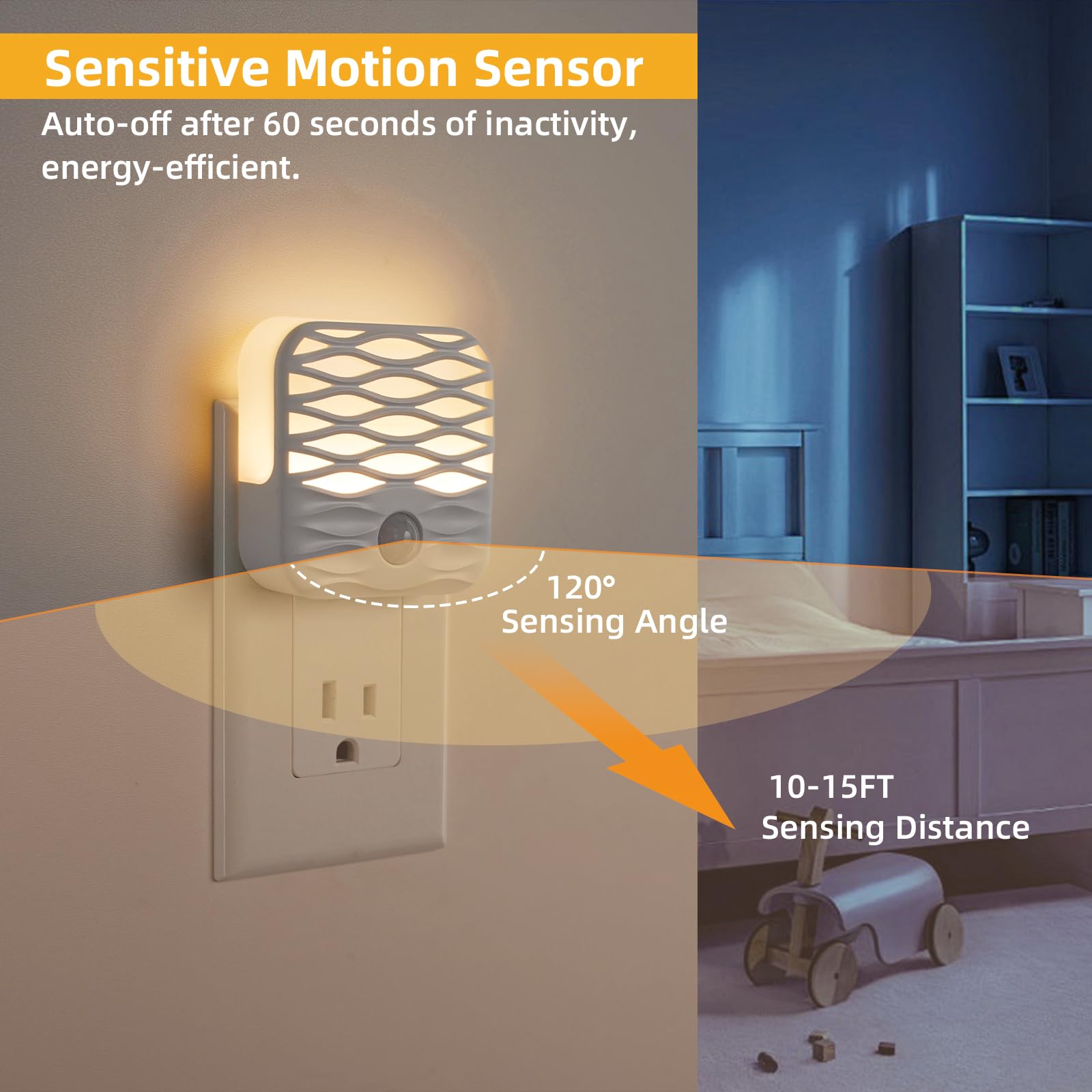 Dawnrise Night Lights Plug Into Wall,Motion Sensor Nightlights Indoor With 3000K/ 10Lm(3 Pack), Led Decorative Night Light For S