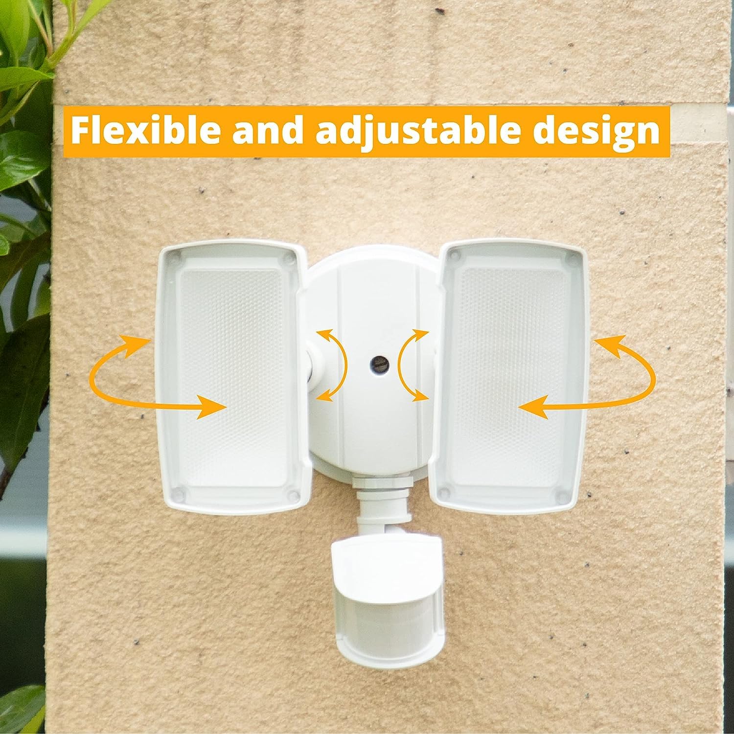 Ume 2 Pack 19W Led Flood Light Motion Sensor Outdoor, 2 Adjustable Head, 2000Lm, 5000K, Ip65 Waterproof, Dusk To Dawn Security L