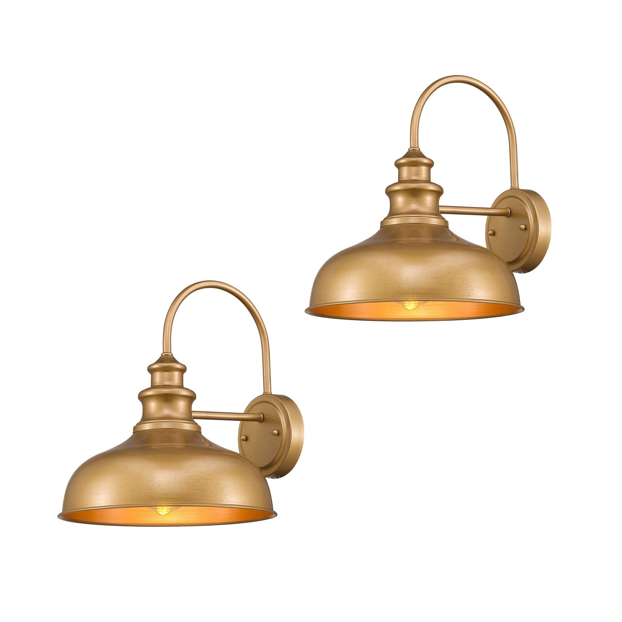 Zeyu Industrial Gooseneck Wall Light - 2 Pack, 11 Antique Gold Metal Fixture, Model Mi-Te-I449