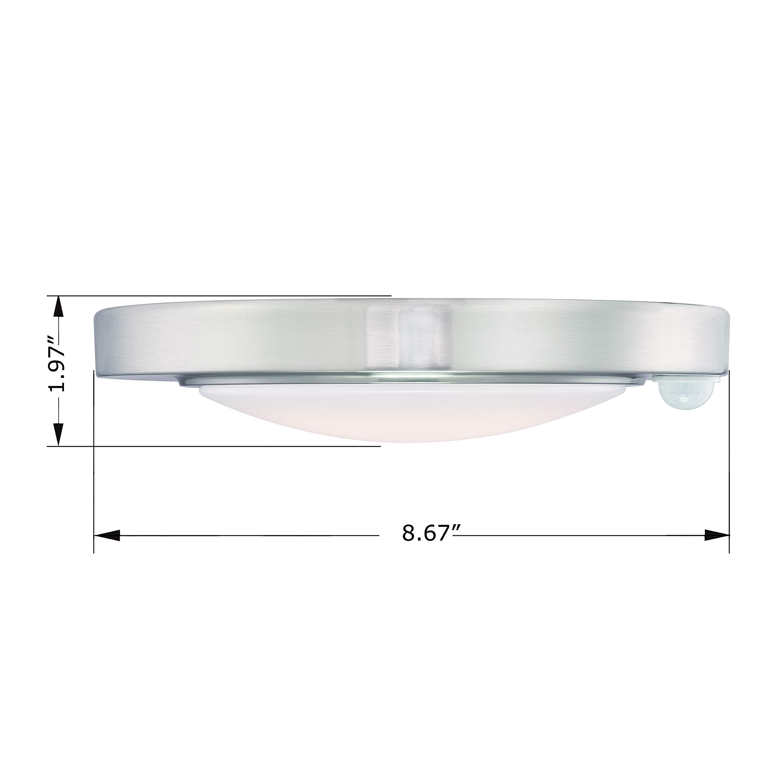 Gruenlich Led Motion Sensor Flush Mount Ceiling Lighting Fixture  8.7 Inch 11.5W 890 Lumen  Metal Housing  Etl Rated  2-Pack  Nickel Finish-5000K