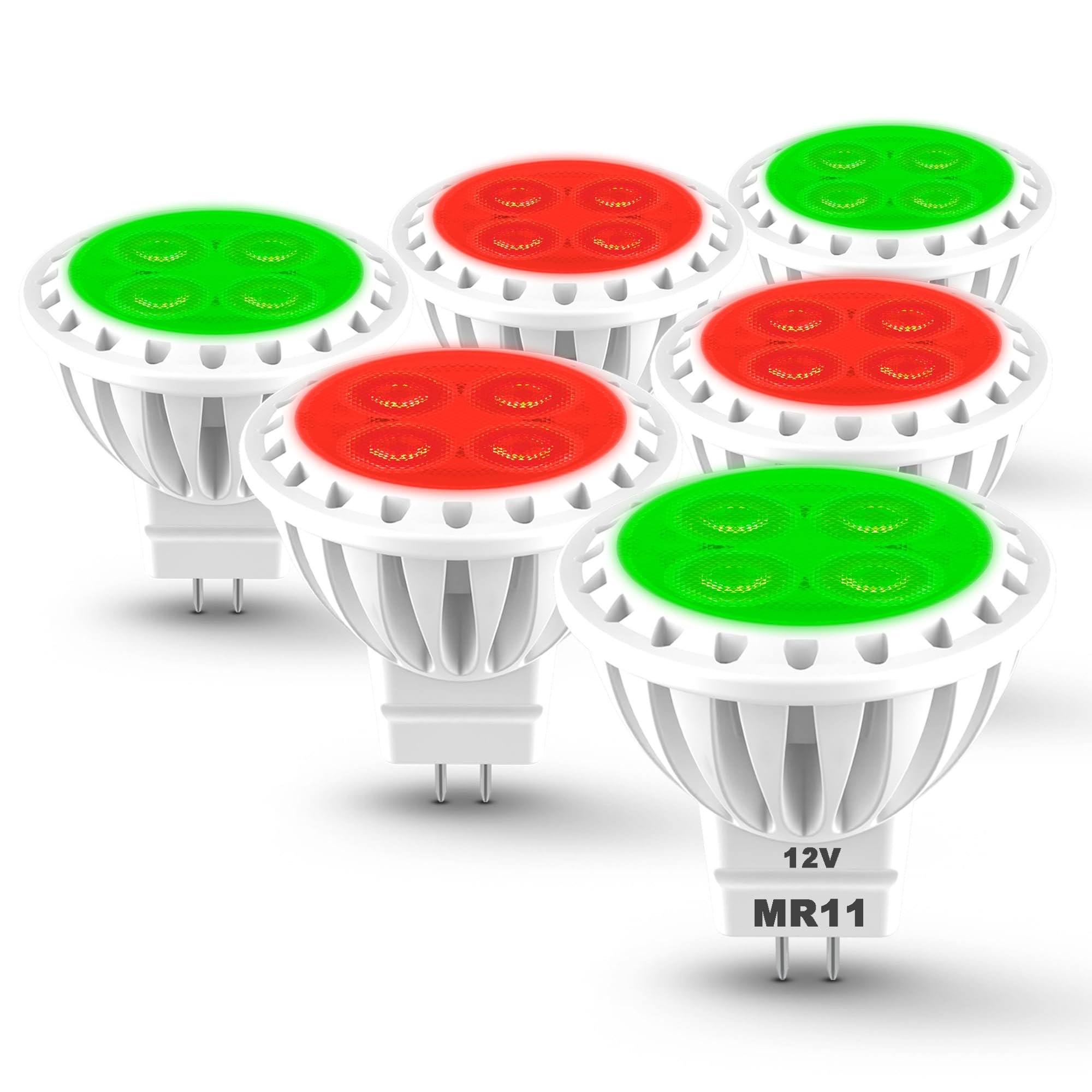 Alide Red Green Mr11 3W Gu4 G4 Led Bulbs 12V, 10W 20W 35W Halogen Equivalent, Gu4.0 Bi-Pin Red Green Bulbs For Low Voltage Chris