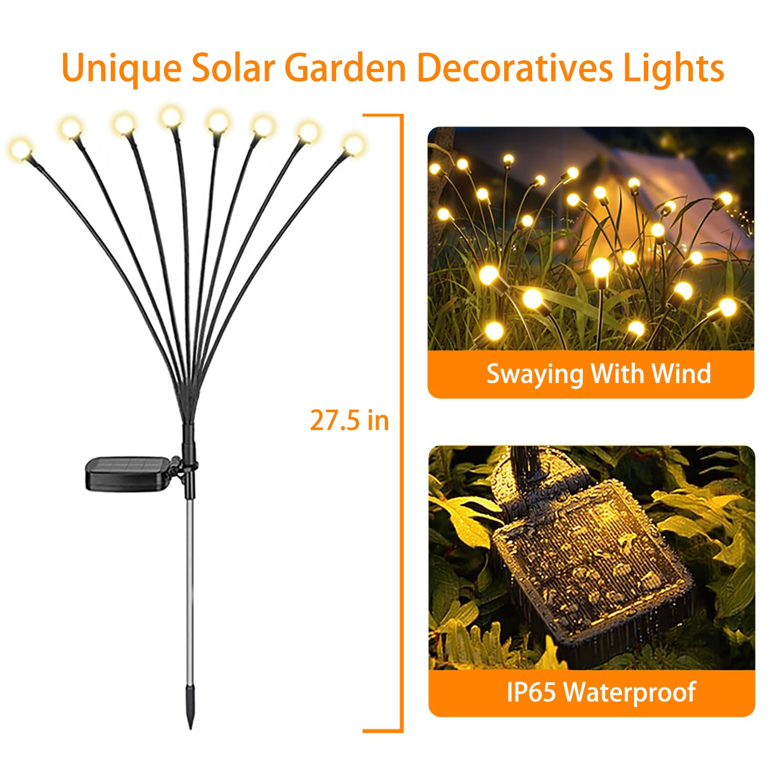 4 Packs Solar Garden Lights Outdoor Waterproof(32 Leds)  Firefly Swaying Light For Yard Patio Pathway Lawn Decor  Unique Gardening Gifts For Holiday Christmas Decoration