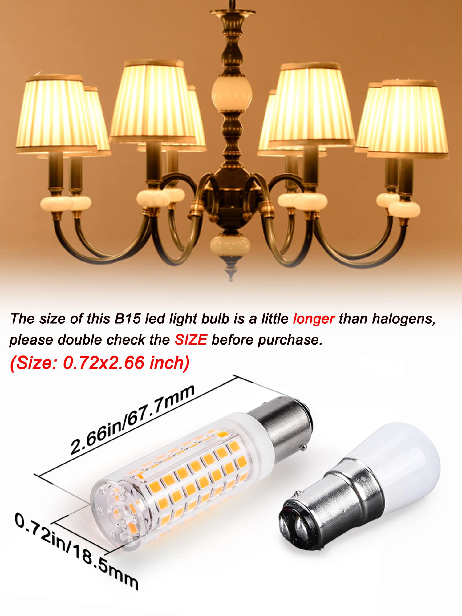 Ziomitus BA15D LED Bulbs, Dimmable 6W, Warm White, 2700K, Double Contact DC Bayonet Base, 5 Count, Model MZCBA