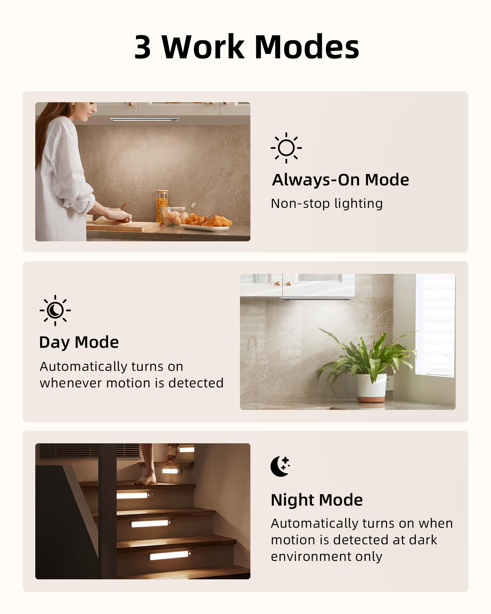 Ezvalo Under Cabinet Lights,66 Leds Motion Sensor Night Light, 3200 Mah Closet Lights 3500K With Remote Control Under Counter Li