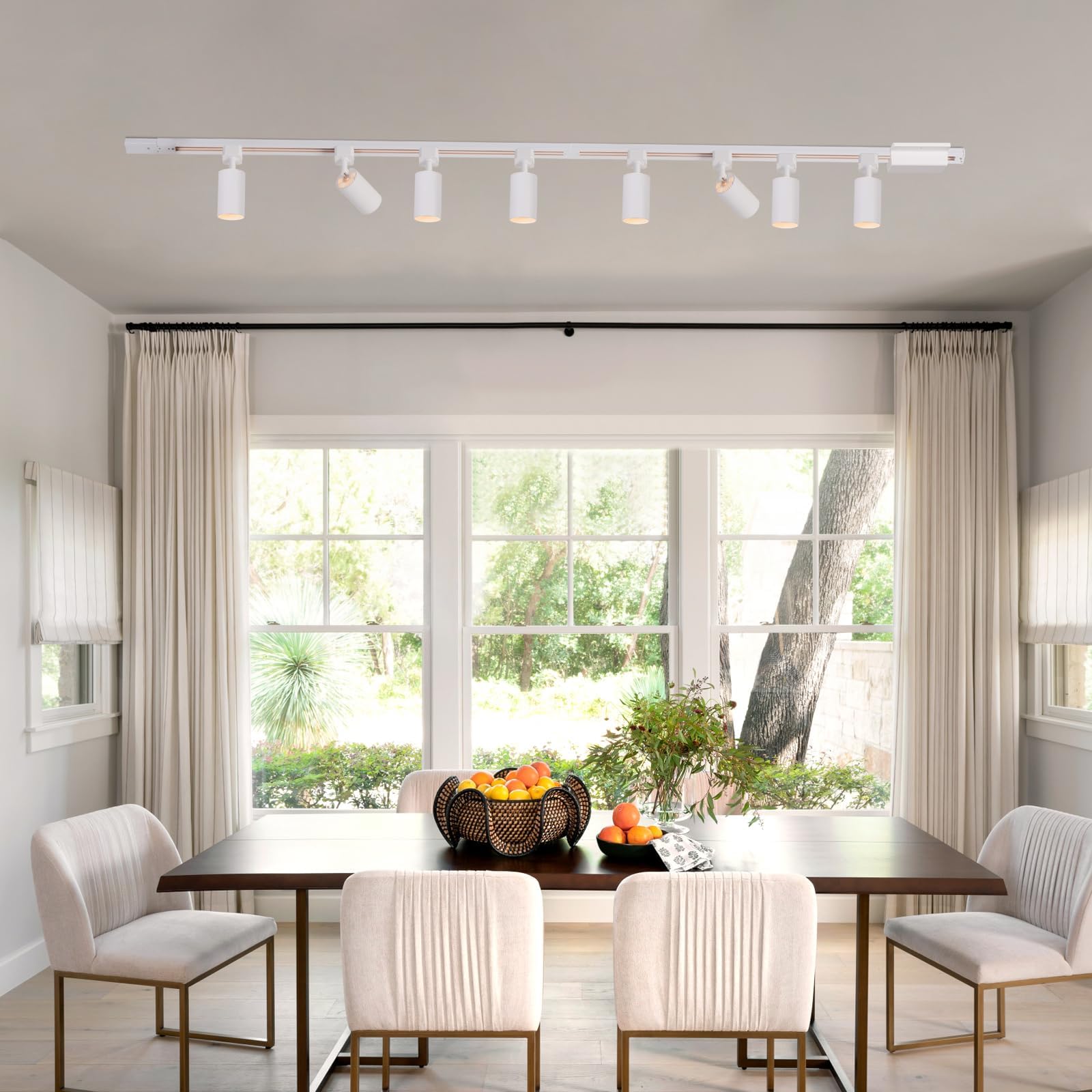 Hiiglxii 6 Lights GU10 LED Track Lighting Kit, 6.6FT H Track, White Metal Fixtures for Modern Kitchen, Ceiling Spot Light