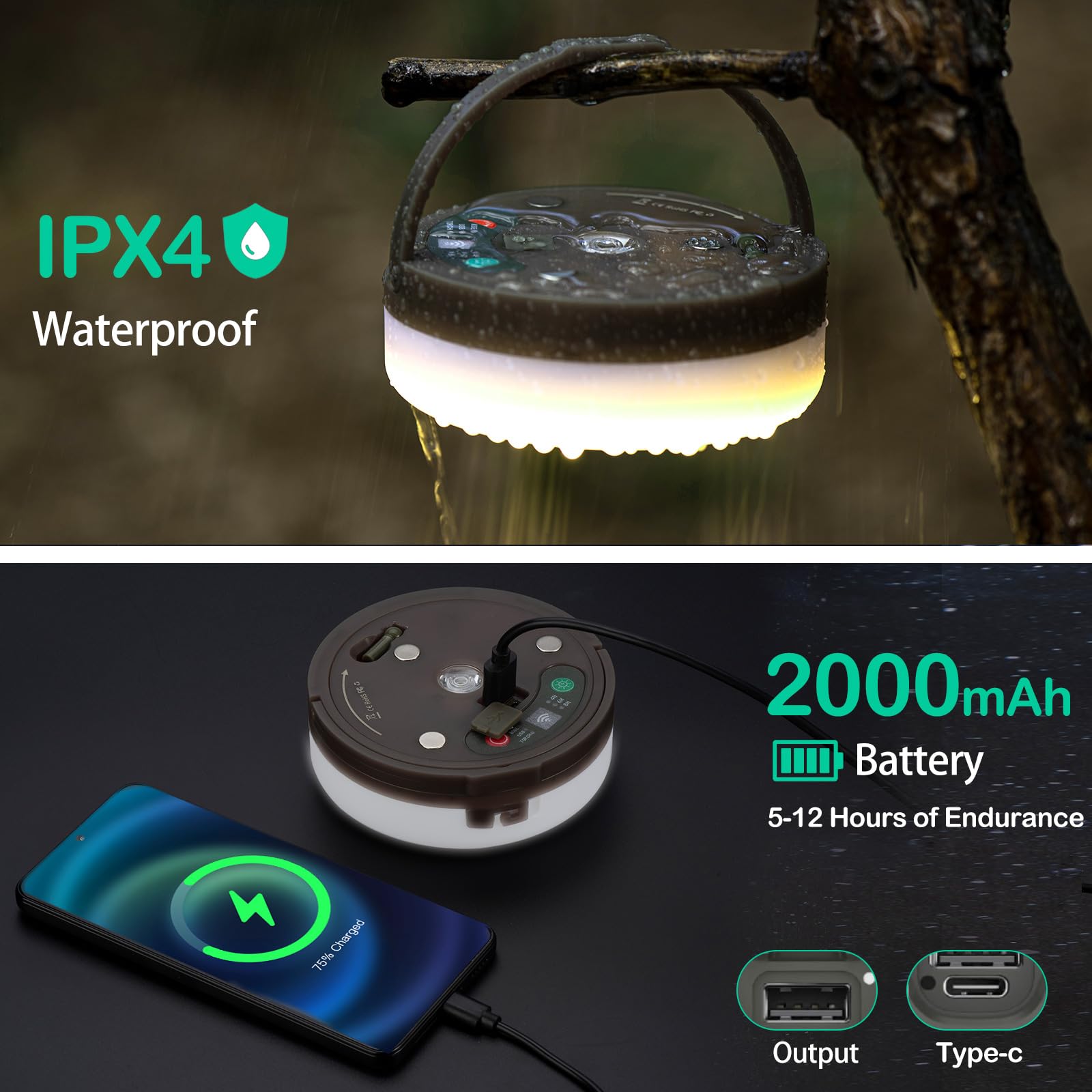 Sutaig 2-Pack Camping String Lights, Remote Control, 32.8Ft, Waterproof, Multicolor, Model WCCX-SSDC-RGB-2PCS