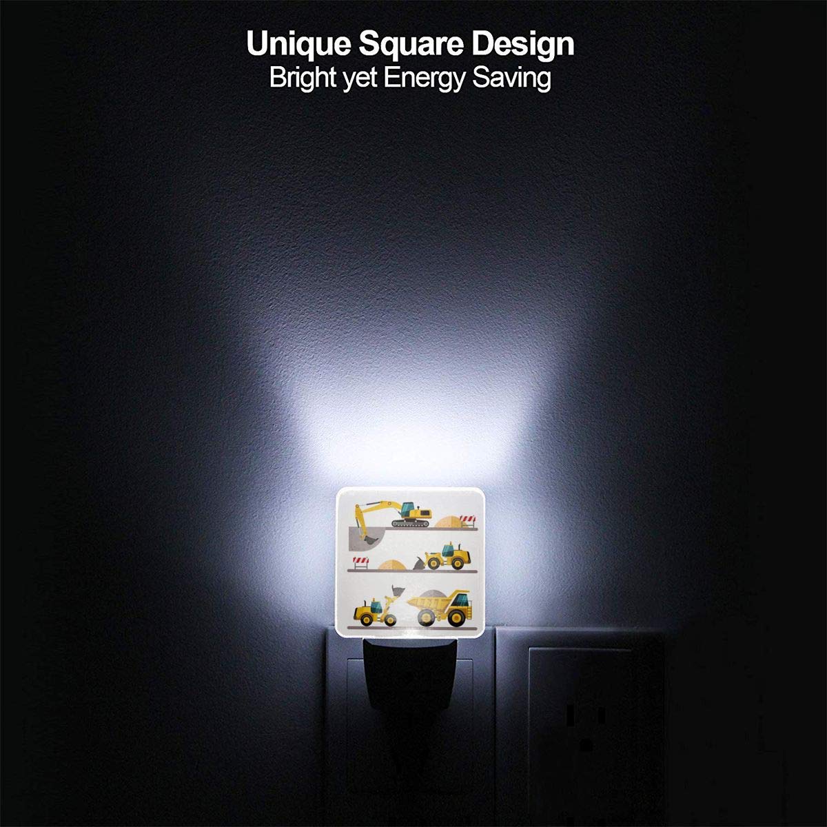 Aieefun Set Of 2 Led Night Lights, Boy'S Favorite Toy Cartoon Machinery Excavator Truck Auto Dusk-To-Dawn Sensor Night Lamp Plug-In Home Decorative For Adult